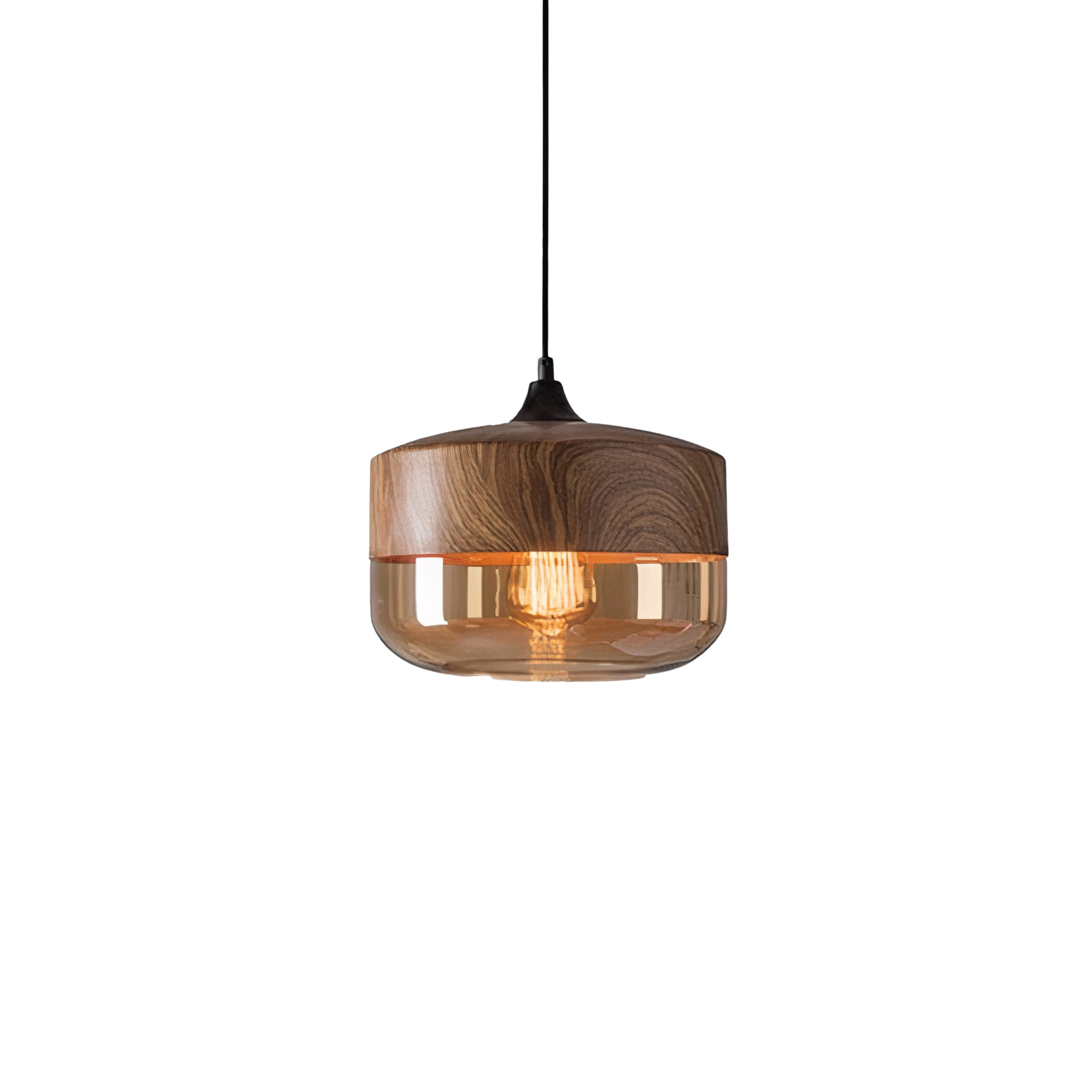 Holz Pendelleuchte Glas farbig, Moderne Hängelampe