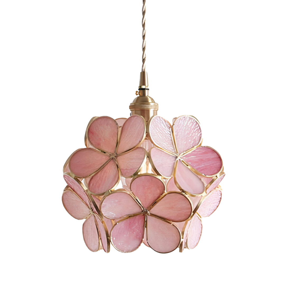 Vintage Glas Pendelleuchte Blüte Messing, Hängelampe E27 modern