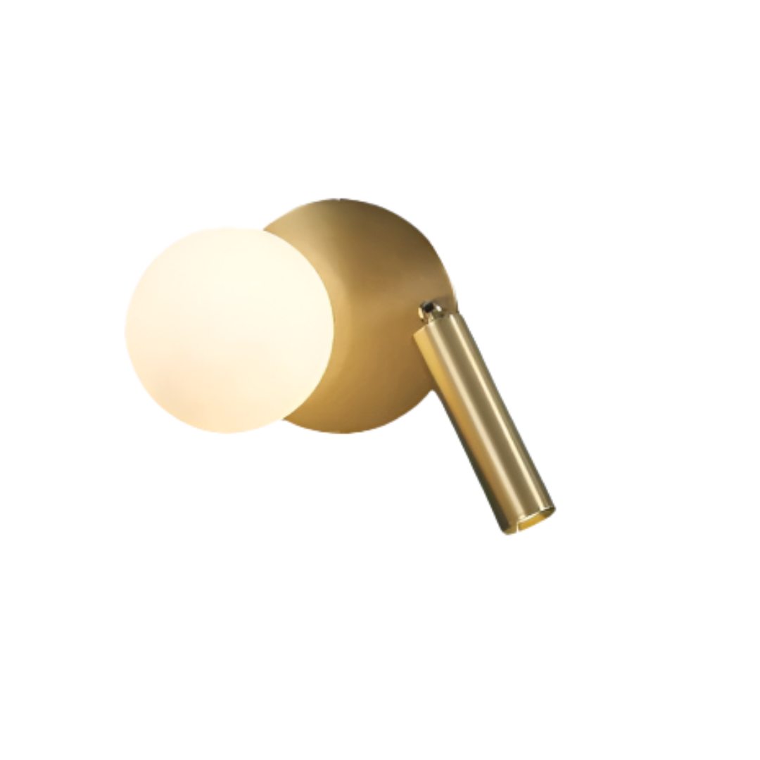 LED Wandleuchte Glaskugel drehbar, Wandlampe gold schwarz