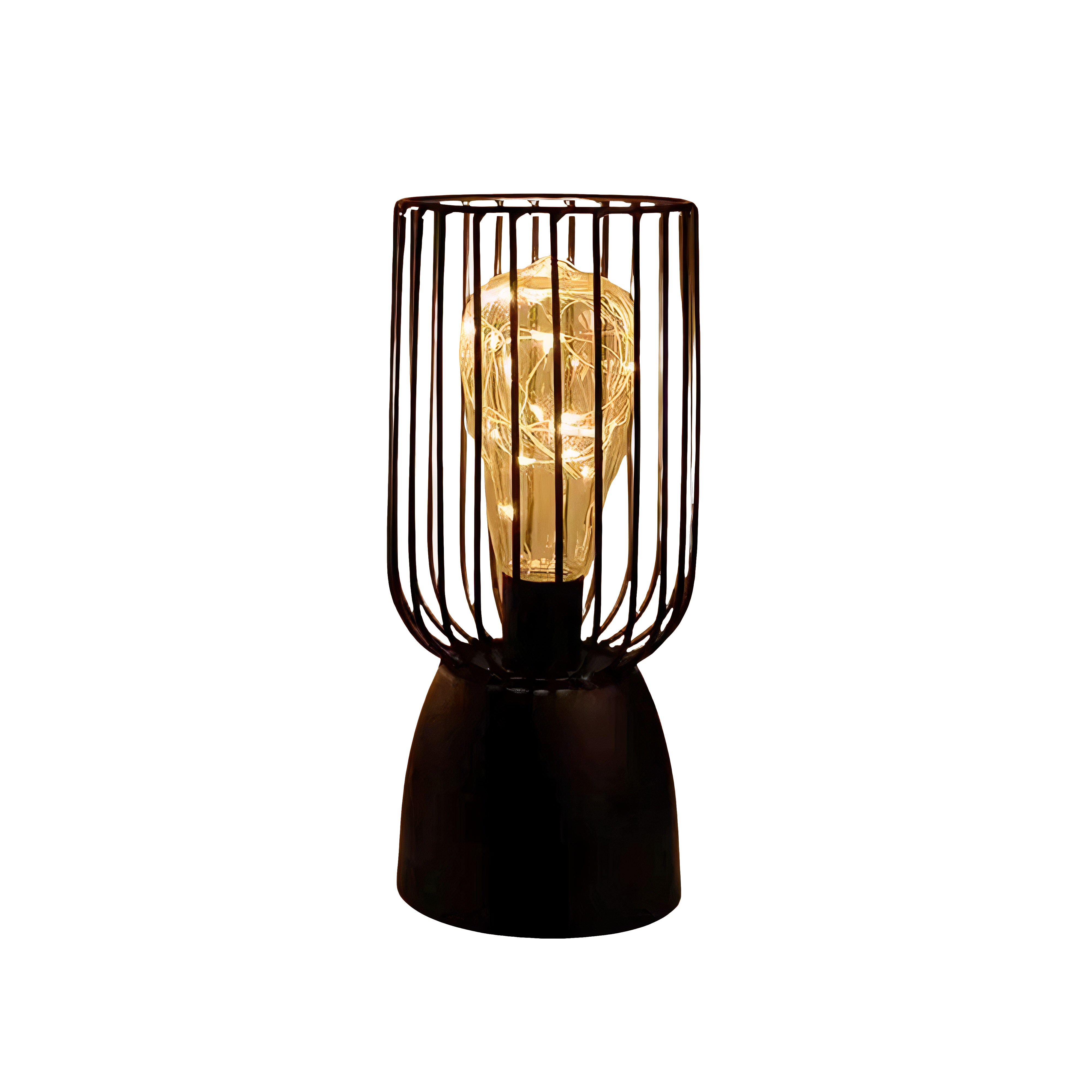 LED Laterne Metall, Batteriebetrieben, Warmweiß, Industrial Design