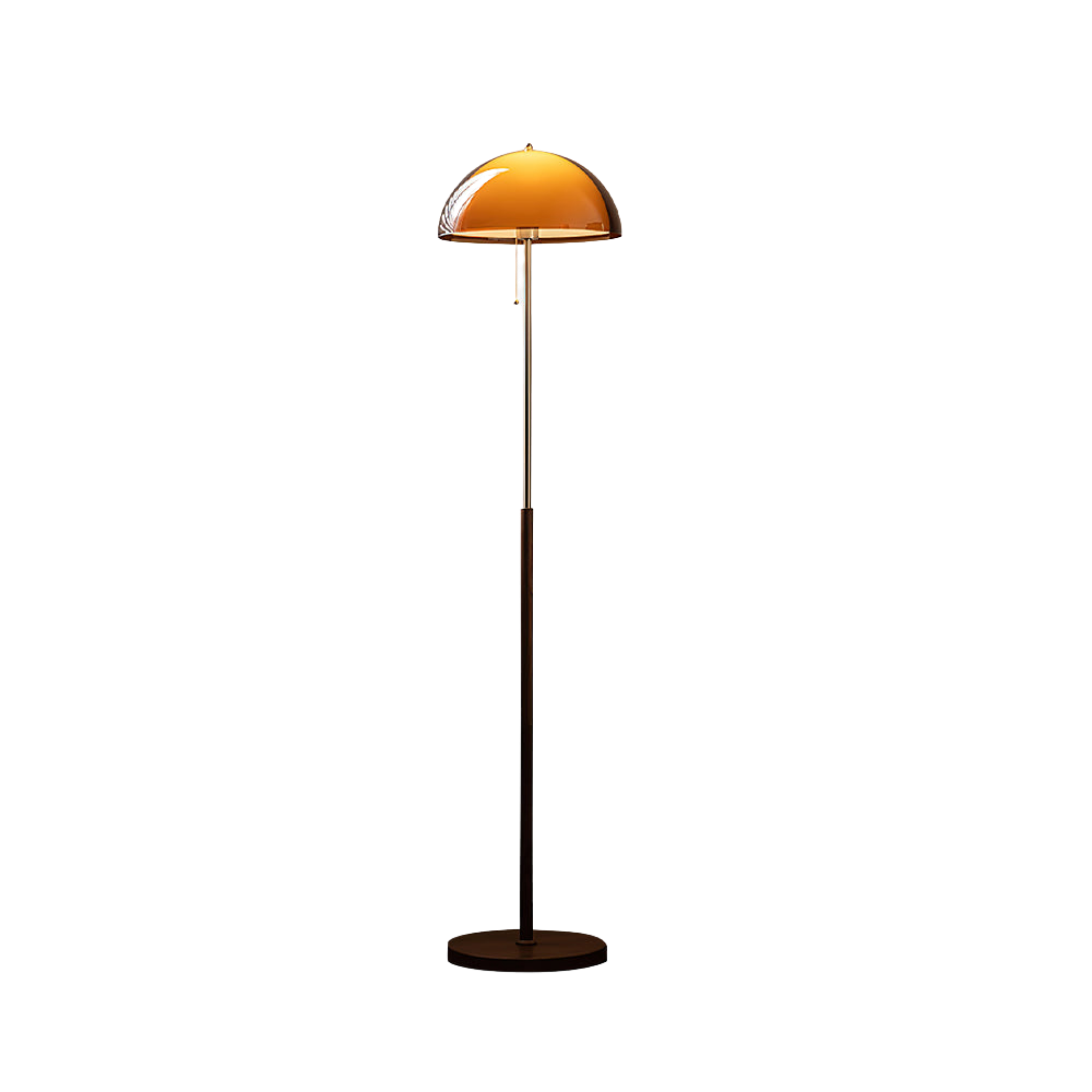 Stehlampe Kugel Amber Holz, Mid Century Design Stehleuchte E27