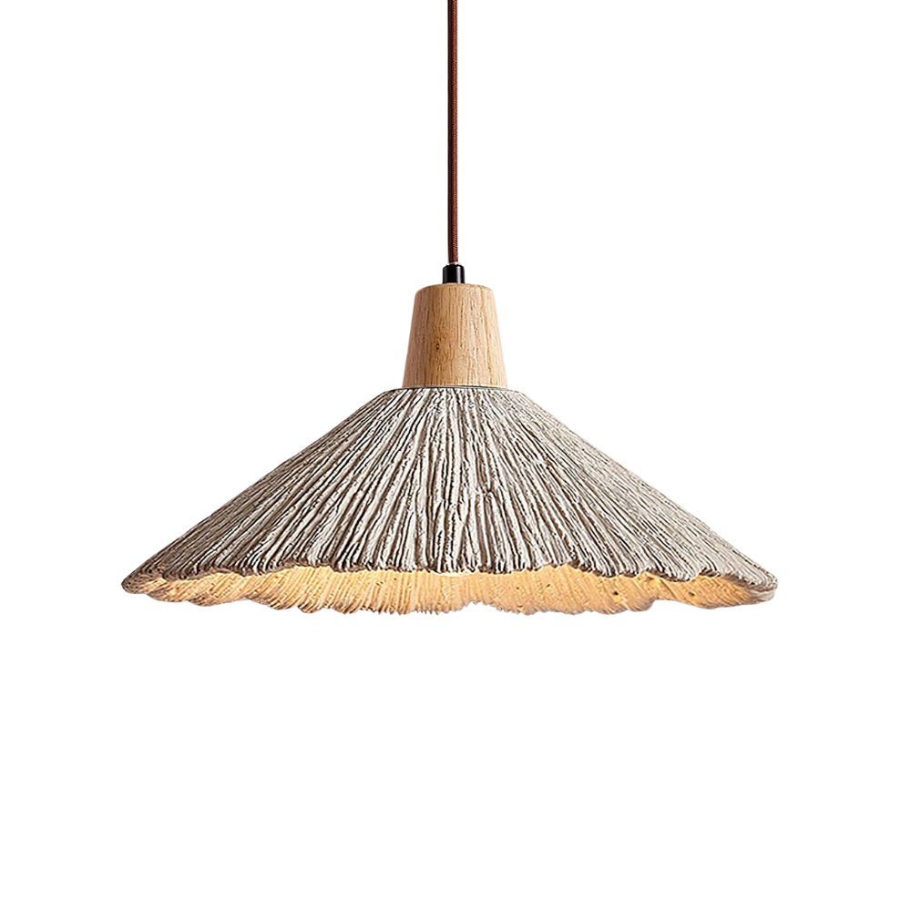 Pendelleuchte Zement Holz Ø25 cm, Handgefertigt Modern