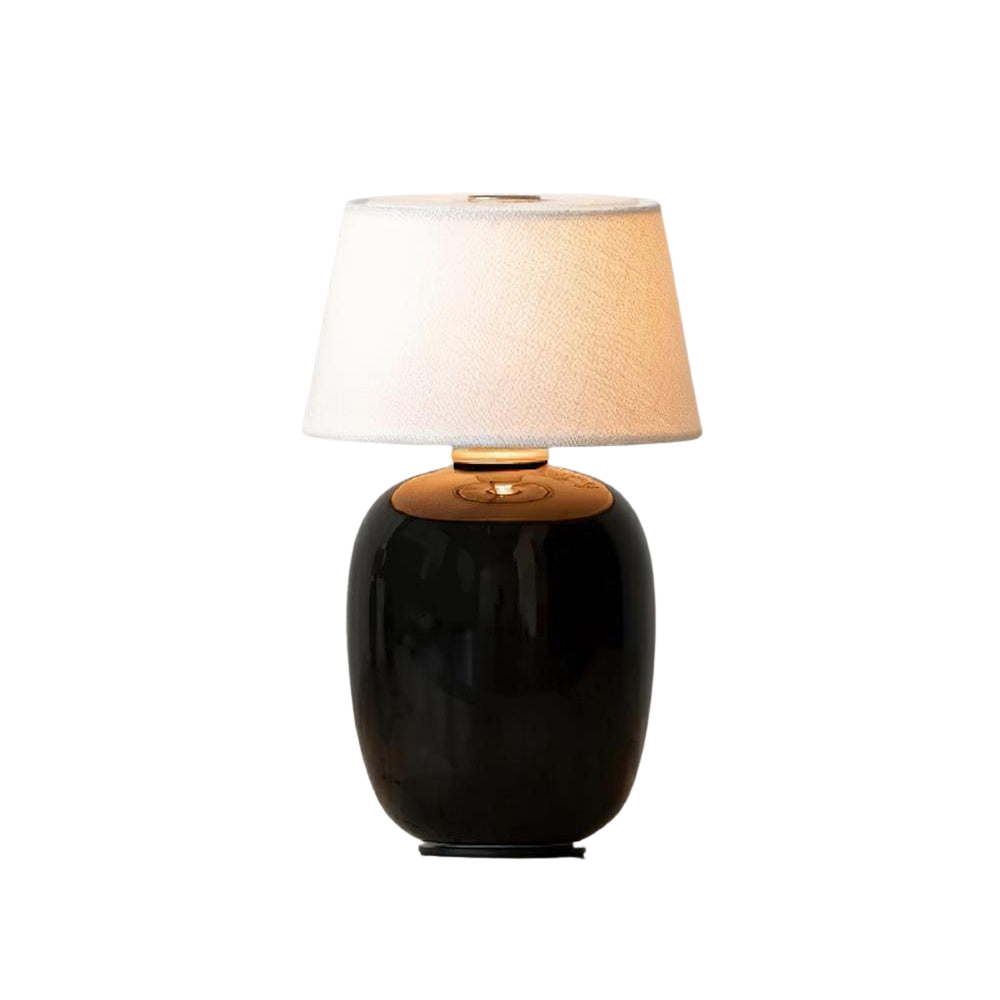Keramik Tischlampe Stoff Schirm, Dimmbar Touch LED Warmweiß mit USB Anschluss
