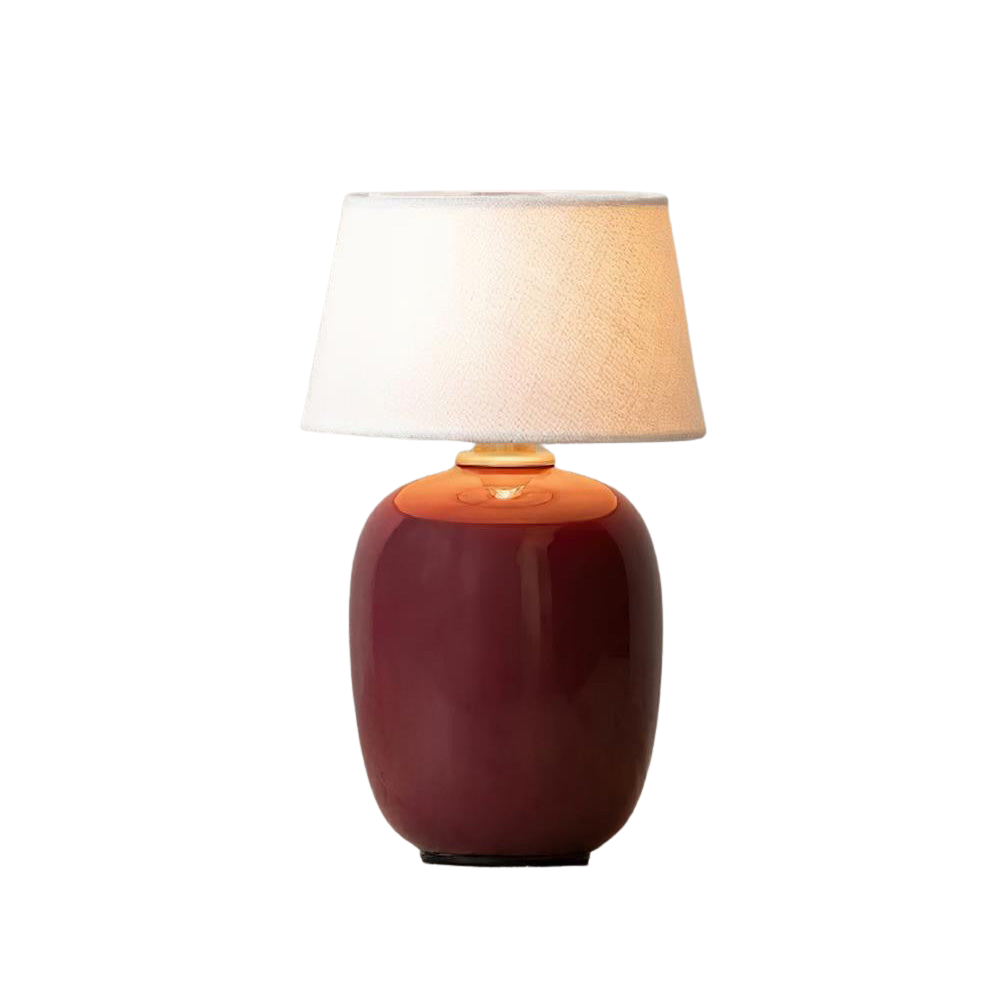 Keramik Tischlampe Stoff Schirm, Dimmbar Touch LED Warmweiß mit USB Anschluss
