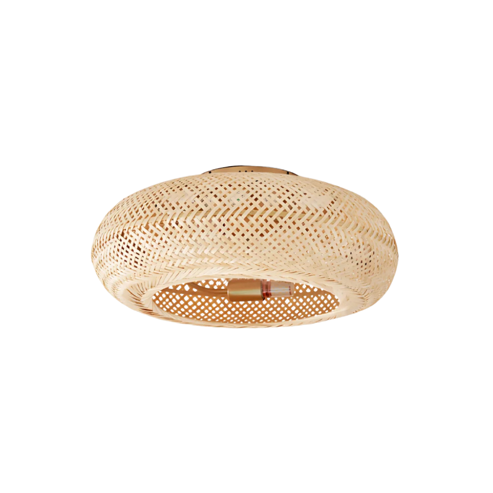 Bambus Deckenventilator mit Licht, Geflochtenes Design E27