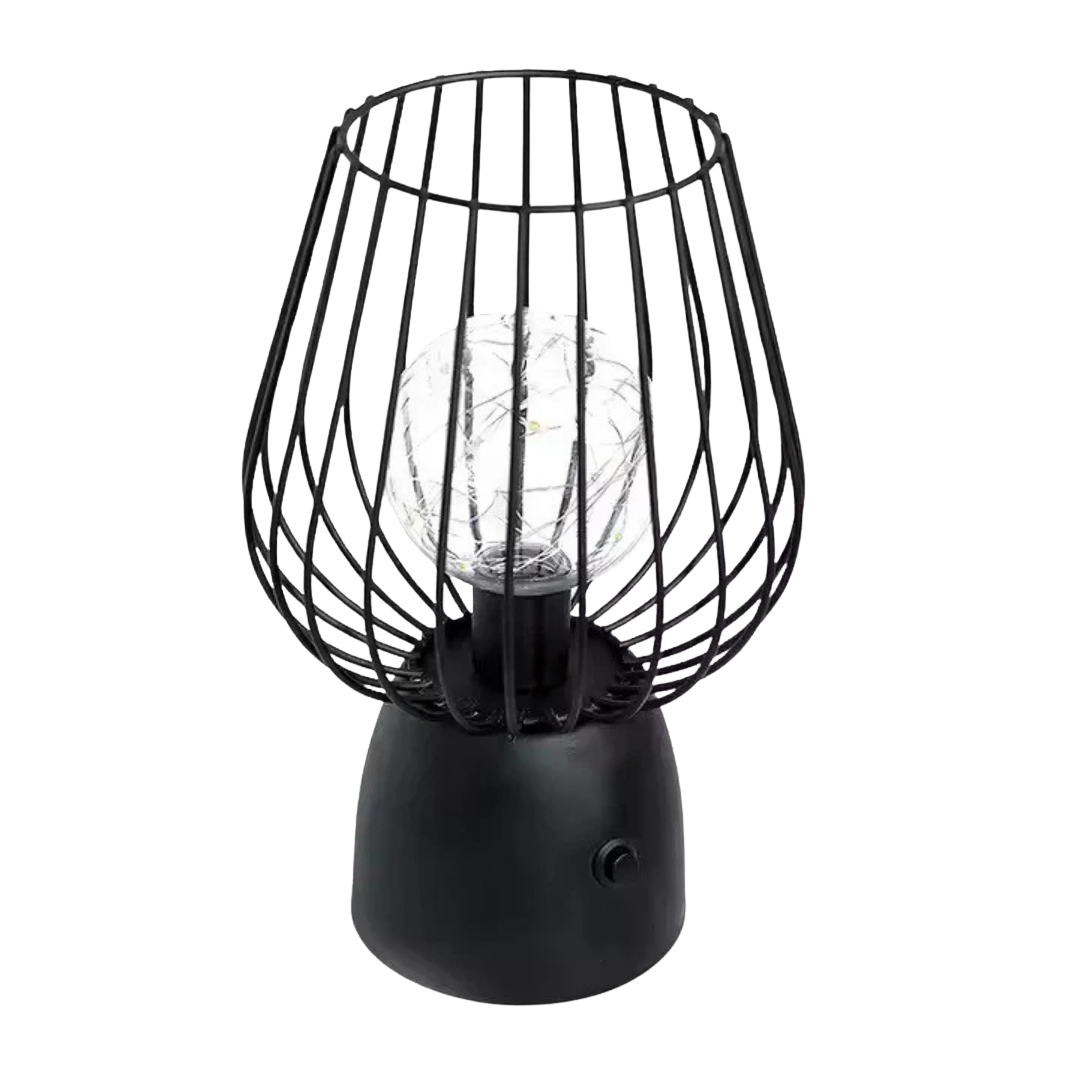 LED Laterne Metall, Batteriebetrieben, Warmweiß, Industrial Design