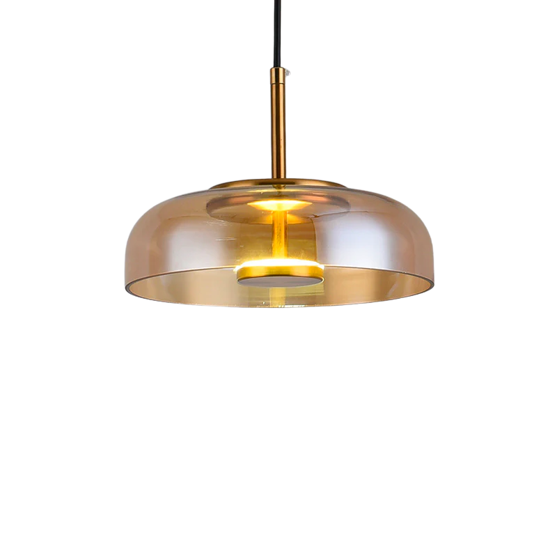 LED Pendelleuchte rund Glas Metall, Moderne Hängelampe
