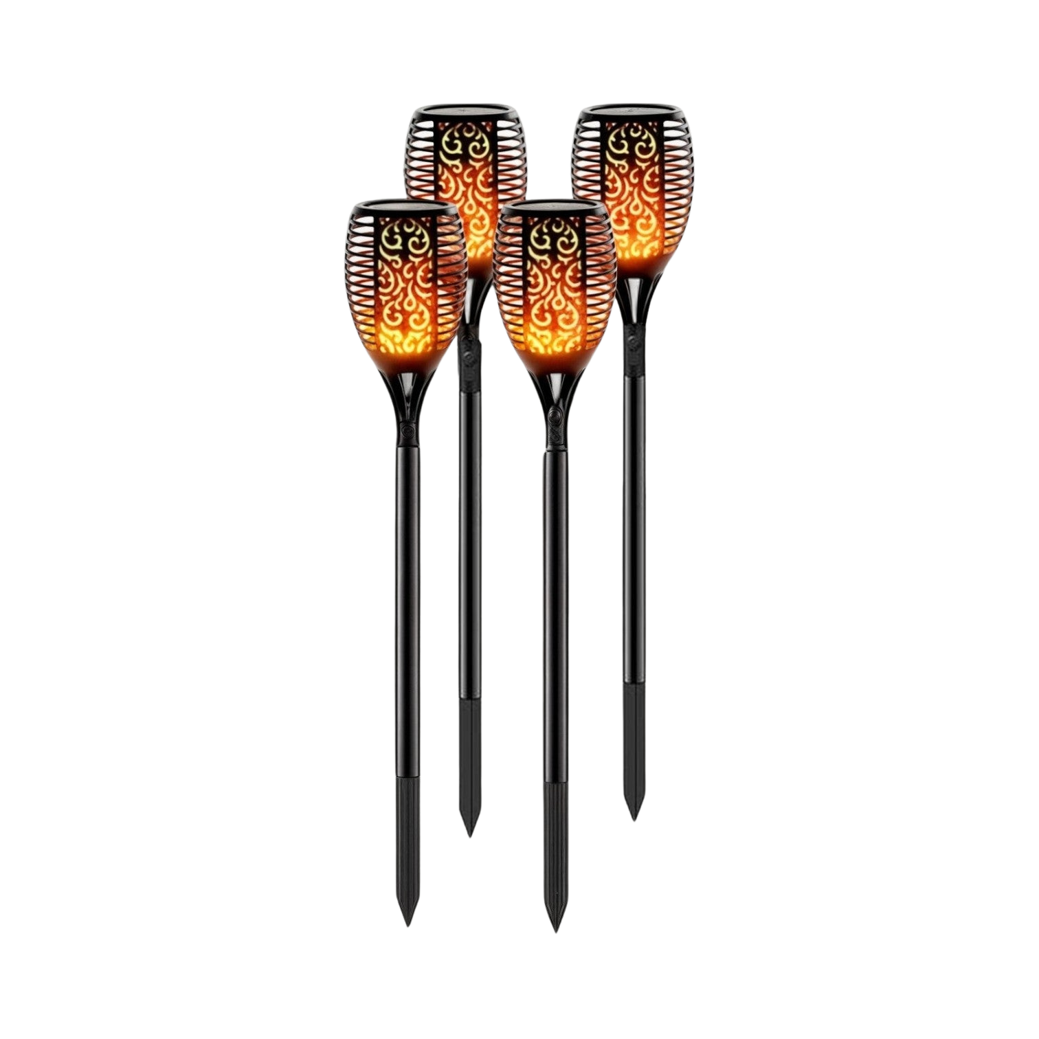 Solar Gartenfackeln LED, 4 Stück, mit Dämmerungssensor, IP65, Warmweiß