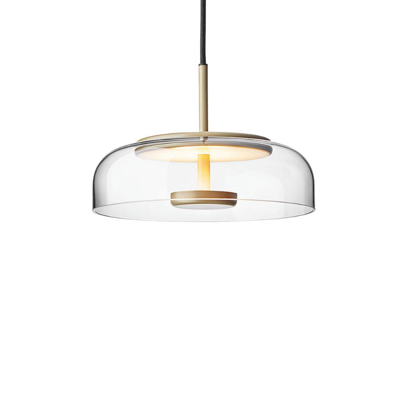 LED Pendelleuchte rund Glas Metall, Moderne Hängelampe