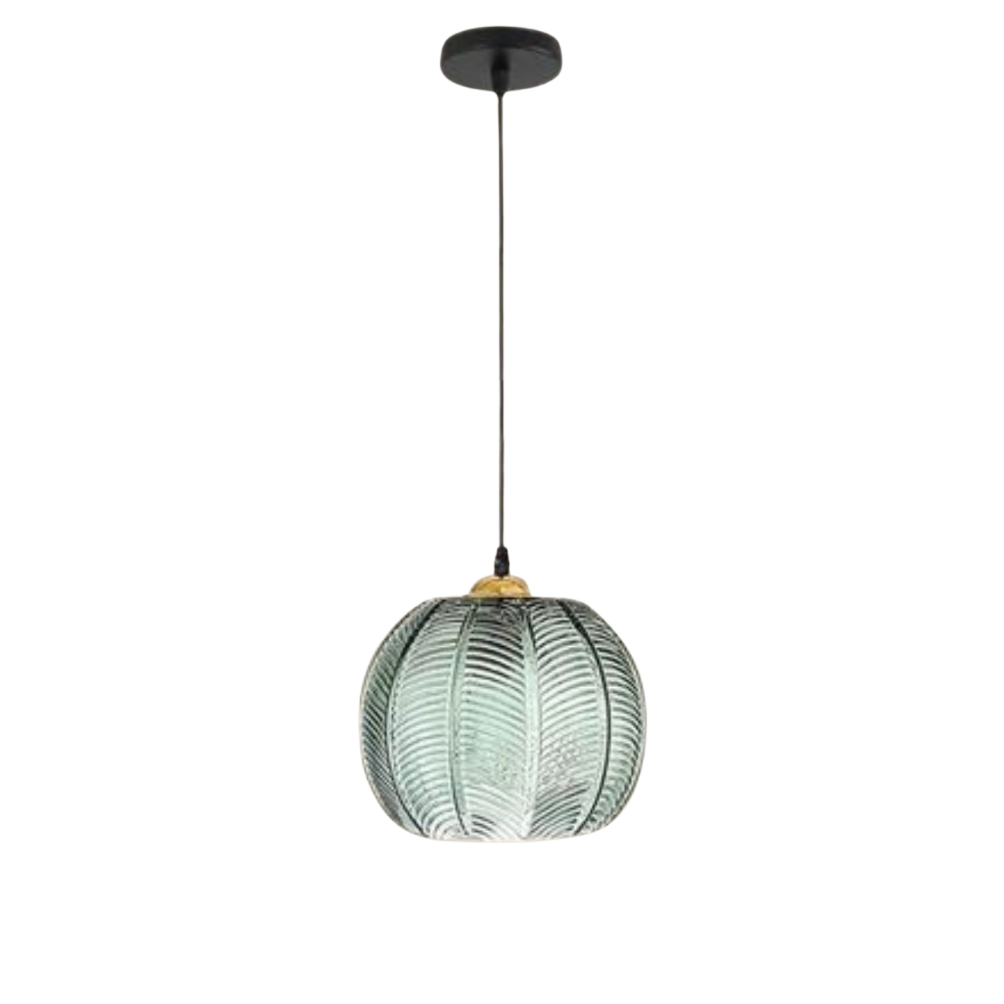 Pendelleuchte Glas Grün mit Blattmuster, Skandinavisches Design, E27