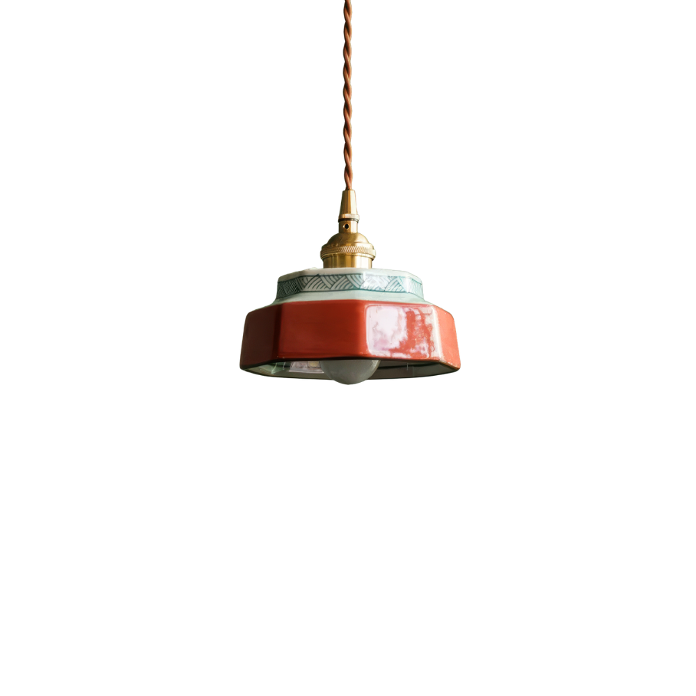 Pendelleuchte Keramik handbemalt – Skandinavisches Design, E27 LED