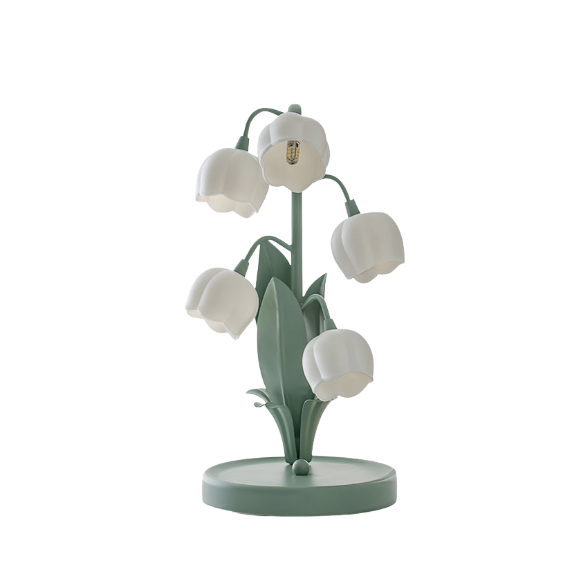 Tischlampe Blume Grün Metall, LED Nachttischlampe Orchidee Design
