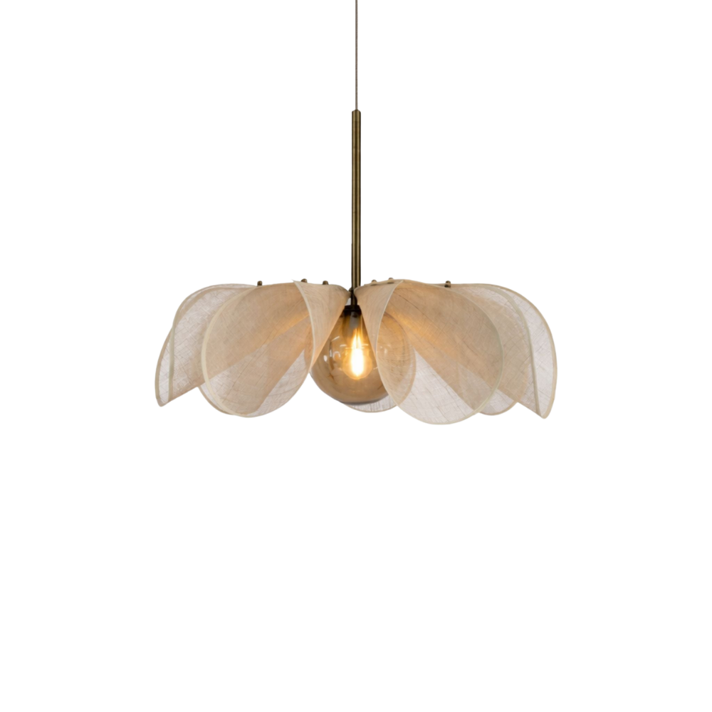 Stoff Pendelleuchte Blume, Hängeleuchte floral modern rund