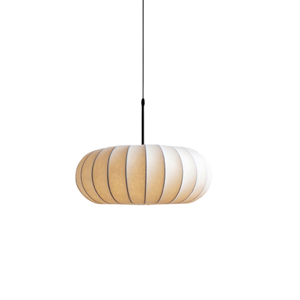 Stoff Pendelleuchte rund, Hängeleuchte Stoffschirm modern