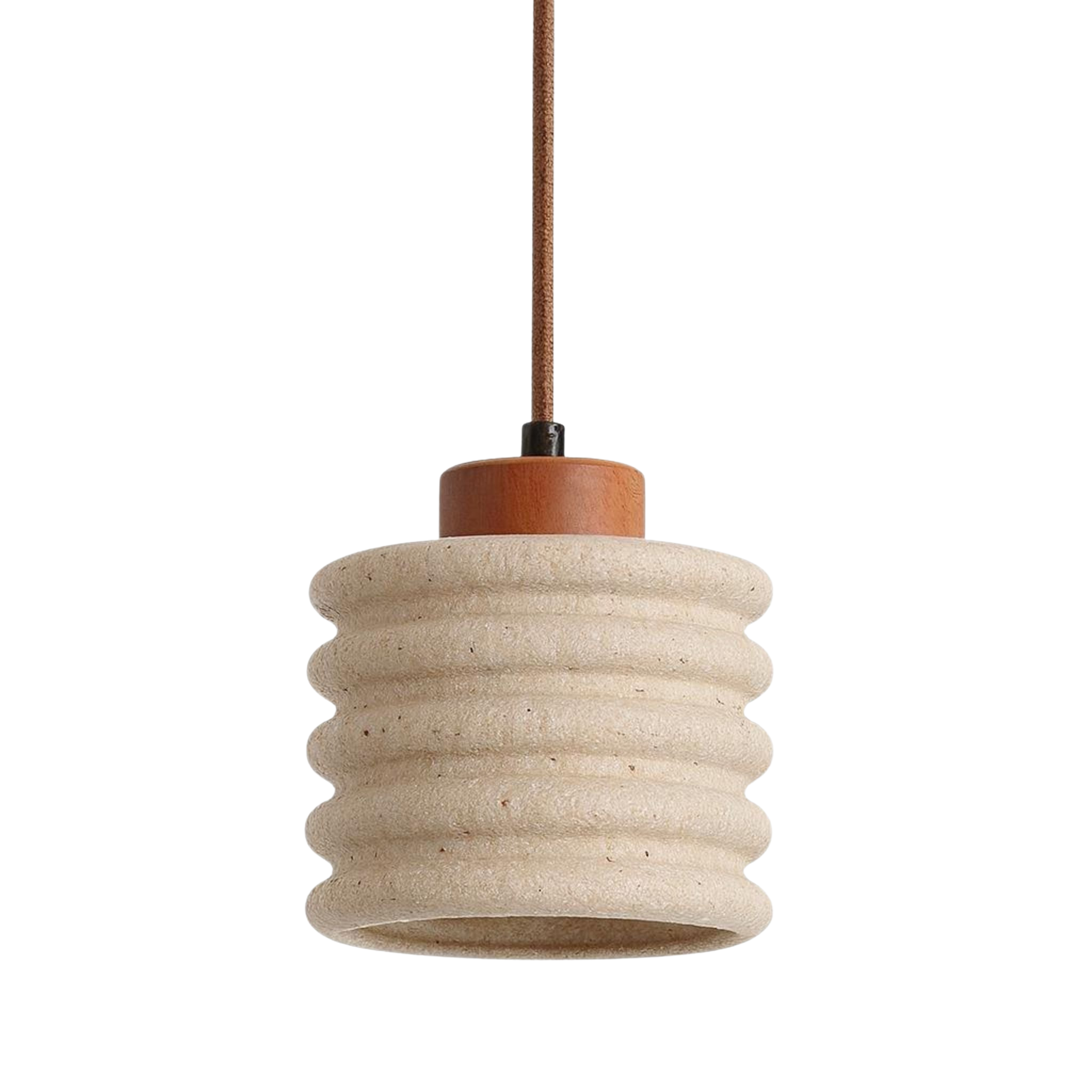 Travertin Hängelampe Klein Ø12 cm, Pendelleuchte Stein & Holz Beige