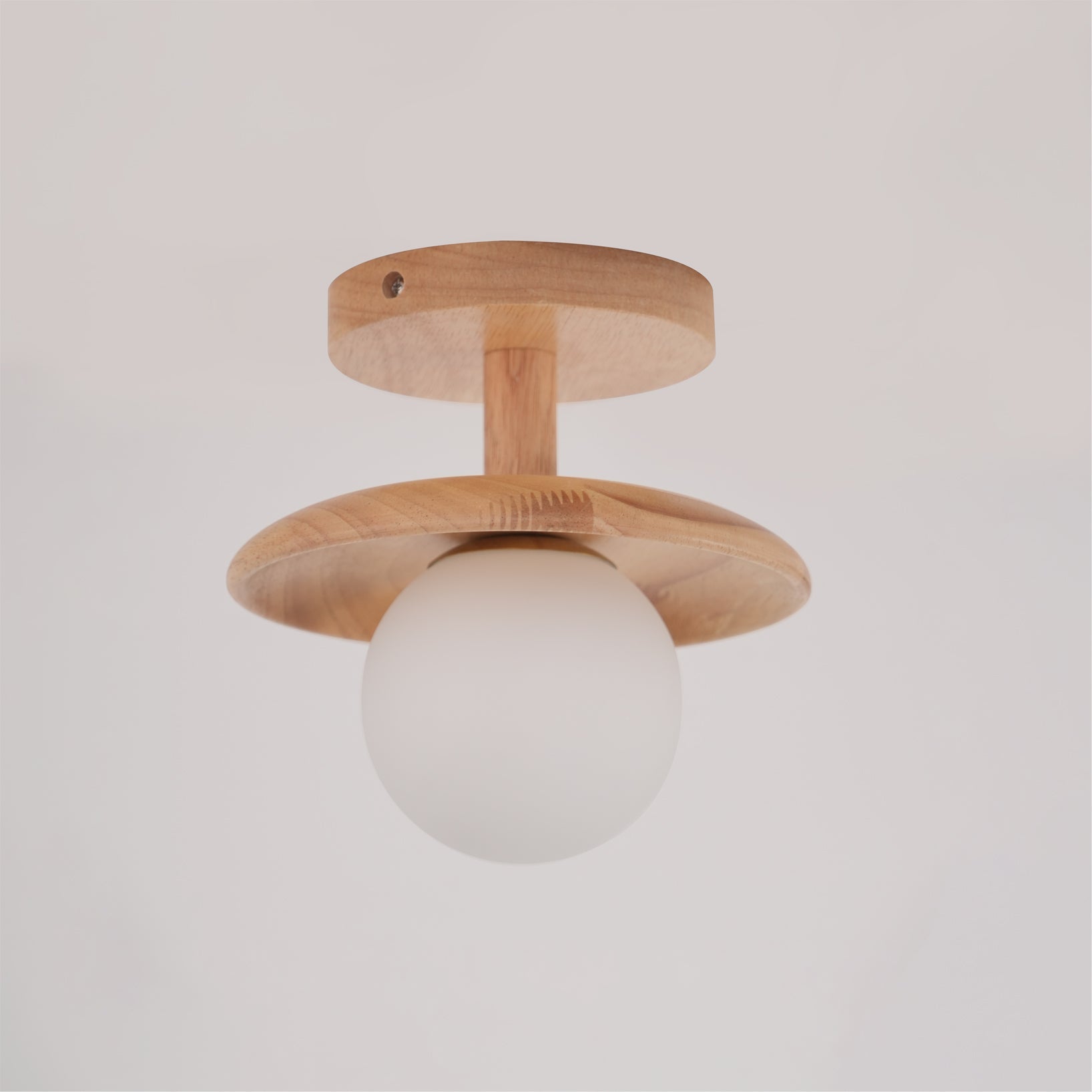 Deckenleuchte Eschenholz Glas Flach, Skandinavisches Design G9