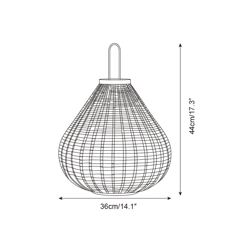 Rattan Gartenleuchte Edelstahl Schwarz, Tropfenform LED Kabellos