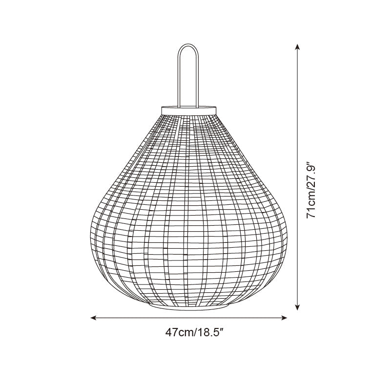 Rattan Gartenleuchte Edelstahl Schwarz, Tropfenform LED Kabellos