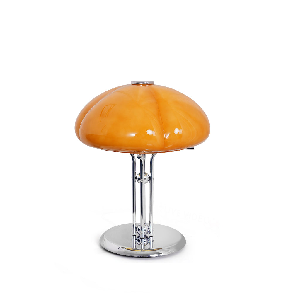 Tischlampe Glas Vierblatt Kleeblatt Design, Vintage LED Warmweiß Chromfuß