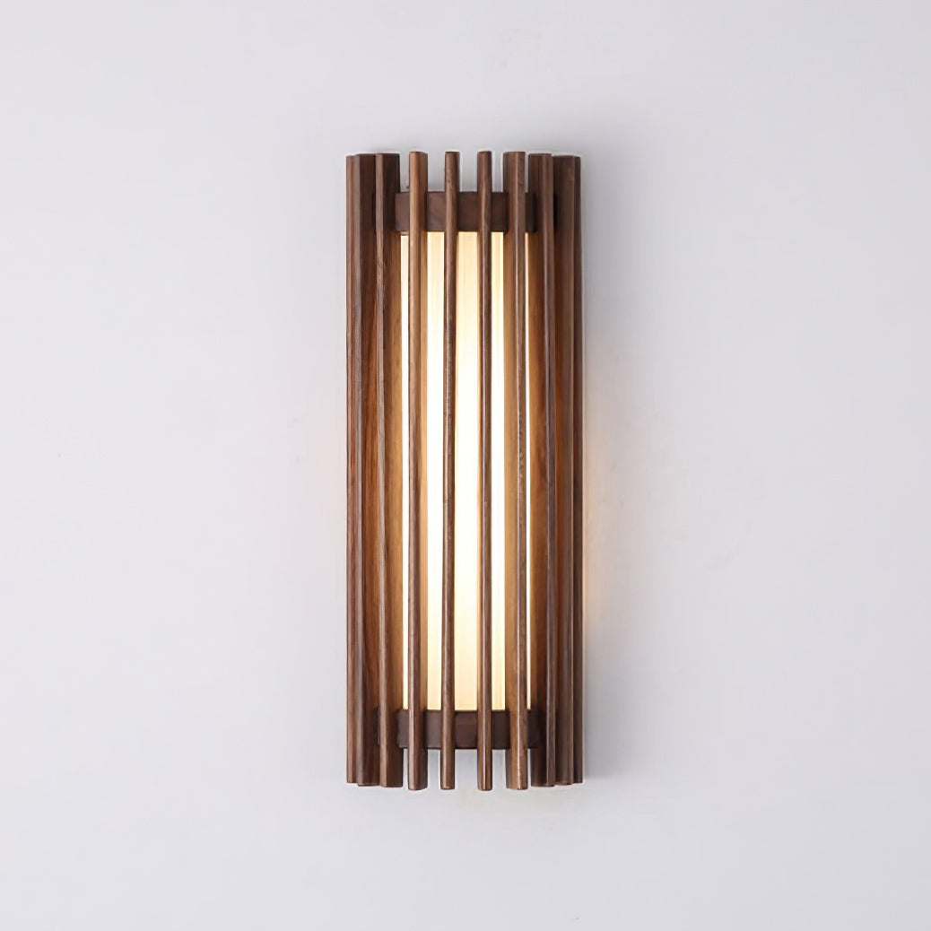 LED Wandleuchte Holz Walnuss Linear, Moderne Wandlampe 40 cm