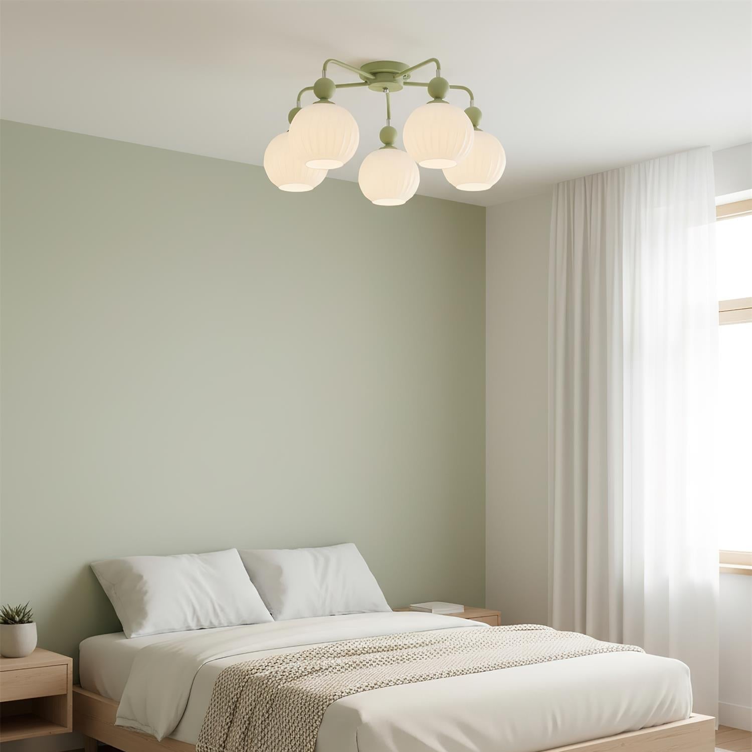 Deckenleuchte Glas Kugel Geriffelt, LED Deckenlampe Mehrflammig Modern