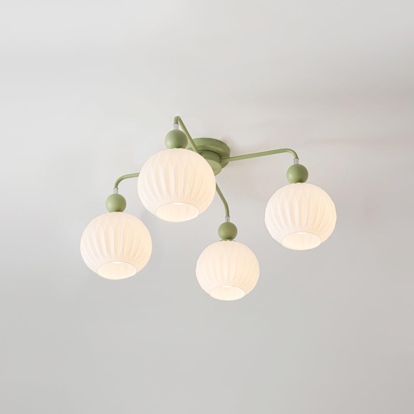 Deckenleuchte Glas Kugel Geriffelt, LED Deckenlampe Mehrflammig Modern