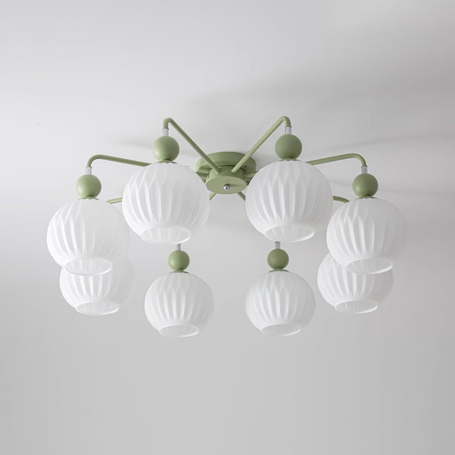 Deckenleuchte Glas Kugel Geriffelt, LED Deckenlampe Mehrflammig Modern