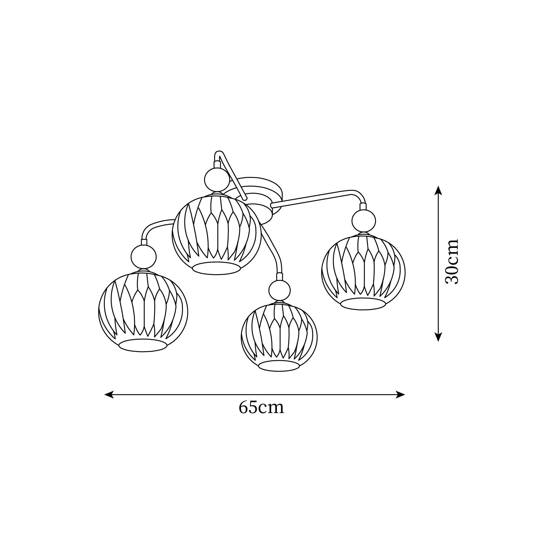 Deckenleuchte Glas Kugel Geriffelt, LED Deckenlampe Mehrflammig Modern