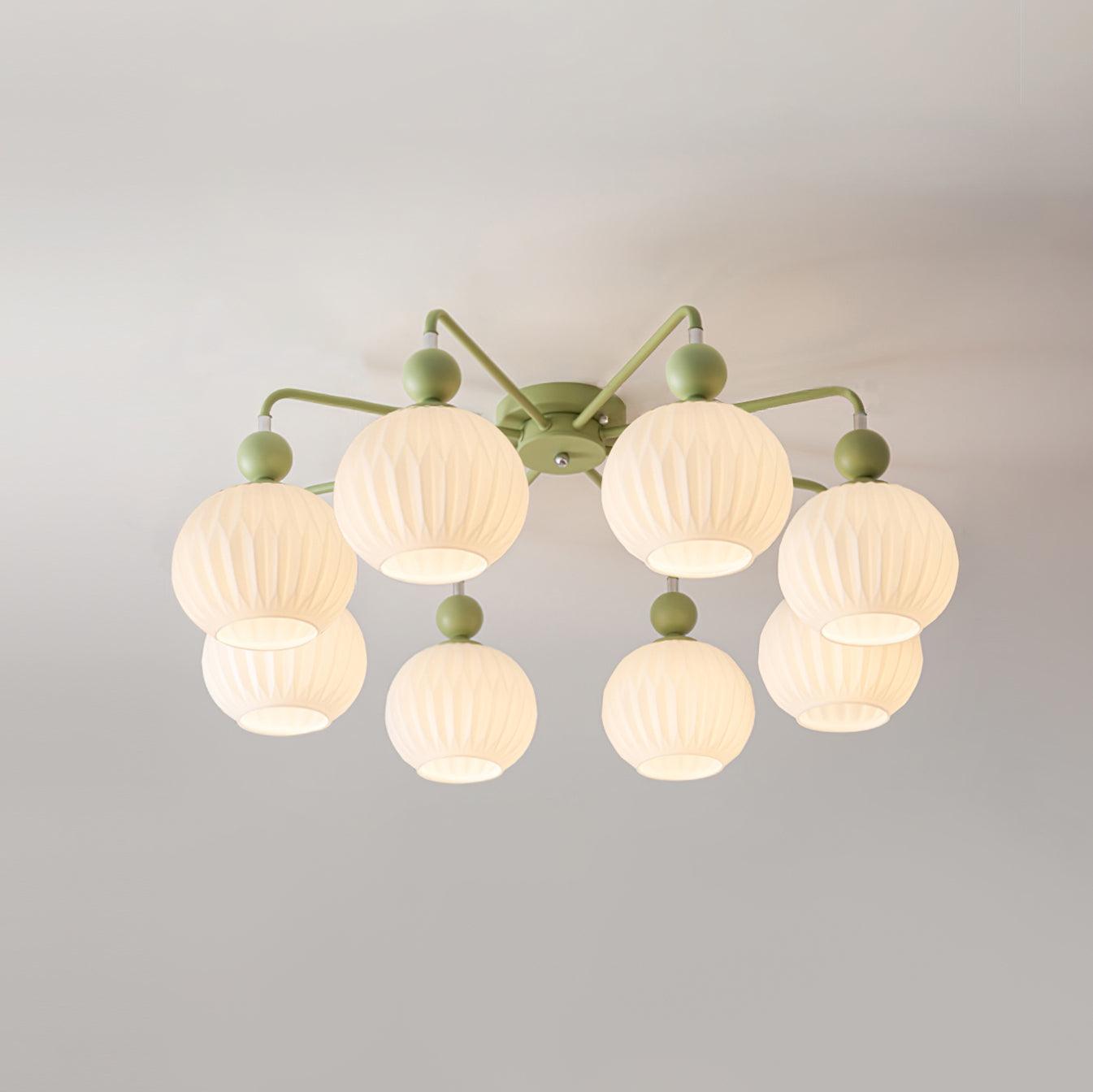 Deckenleuchte Glas Kugel Geriffelt, LED Deckenlampe Mehrflammig Modern