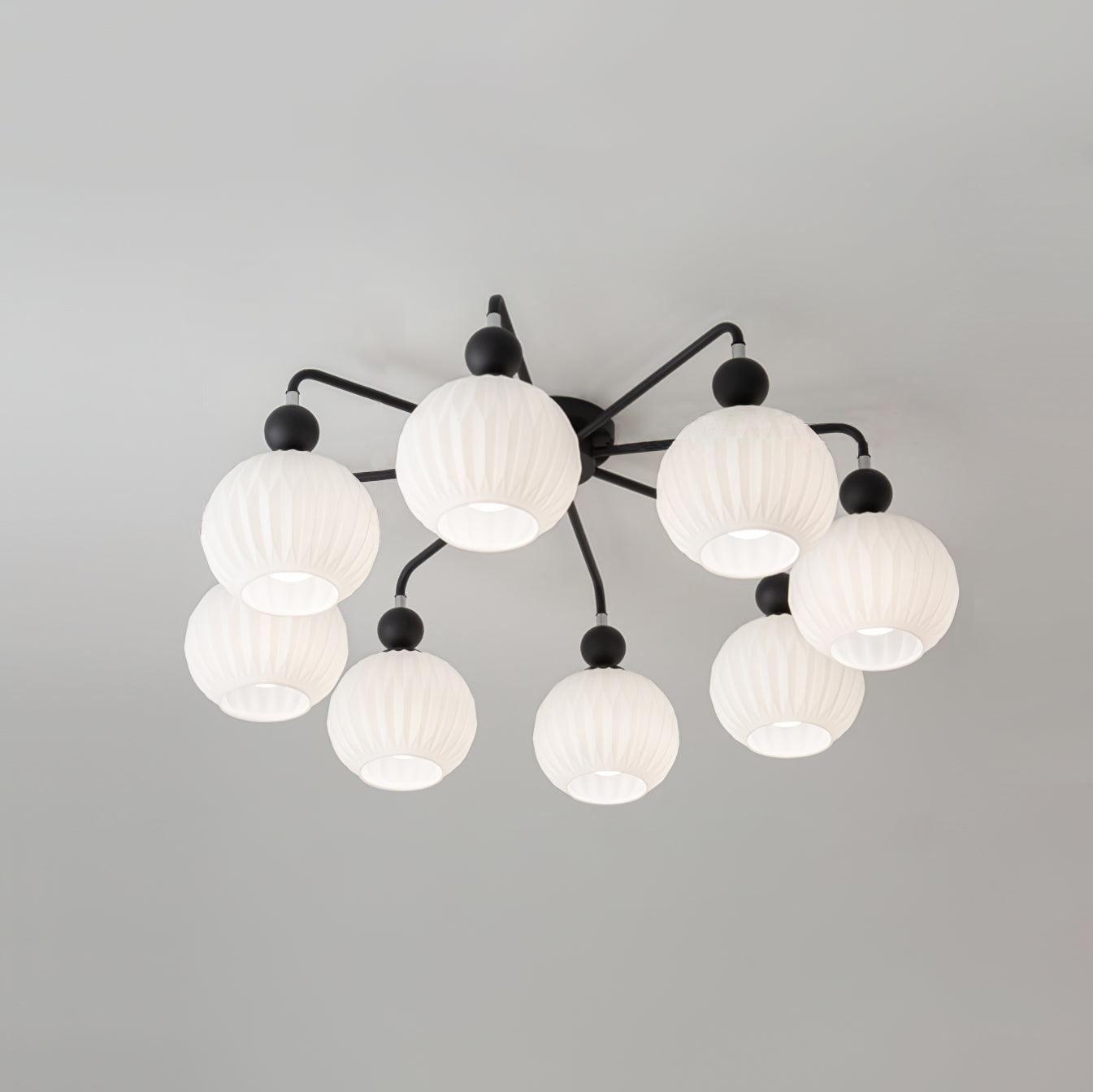 Deckenleuchte Glas Kugel Geriffelt, LED Deckenlampe Mehrflammig Modern