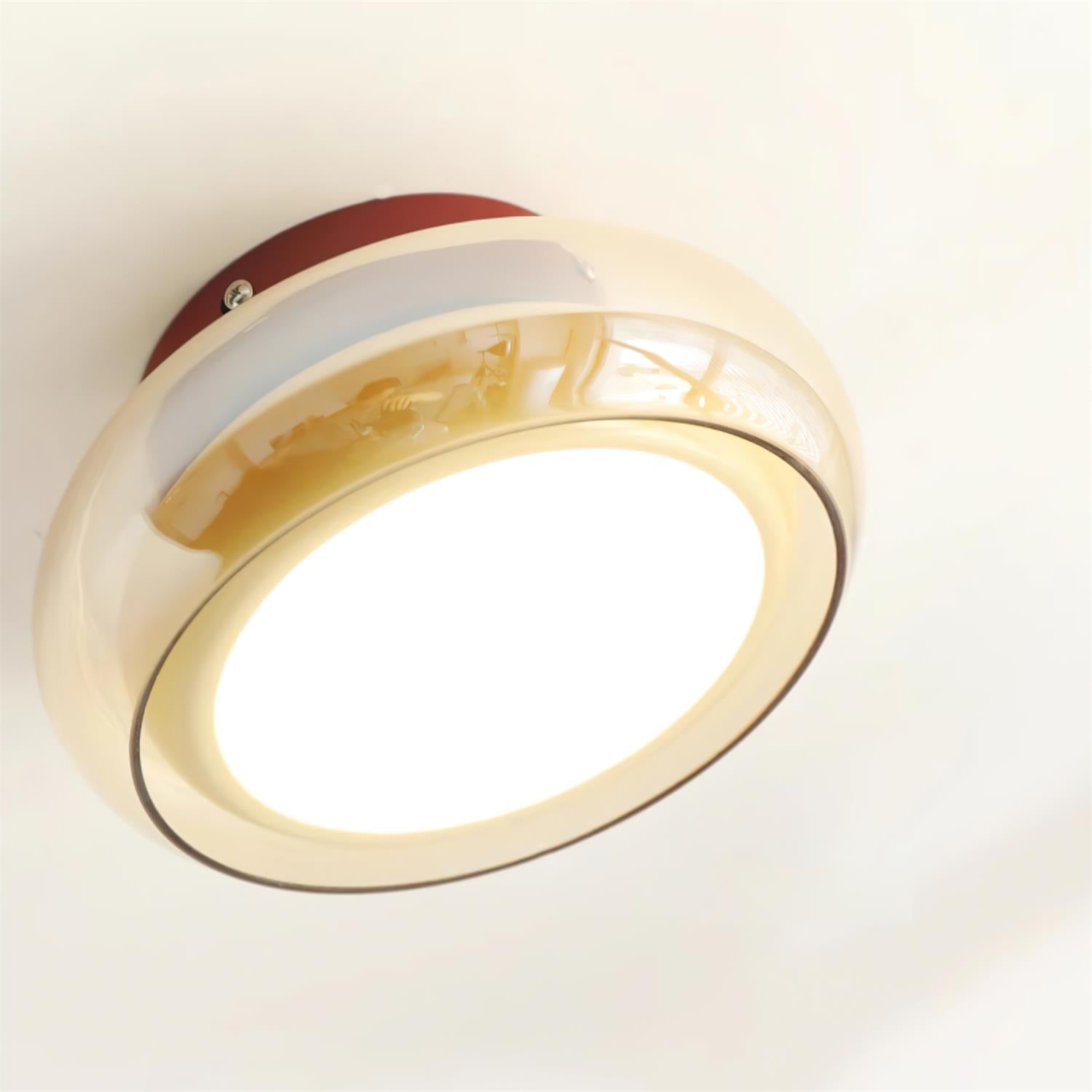LED Deckenleuchte Glas Cognac Rund Flach, Warmweiß 3000K