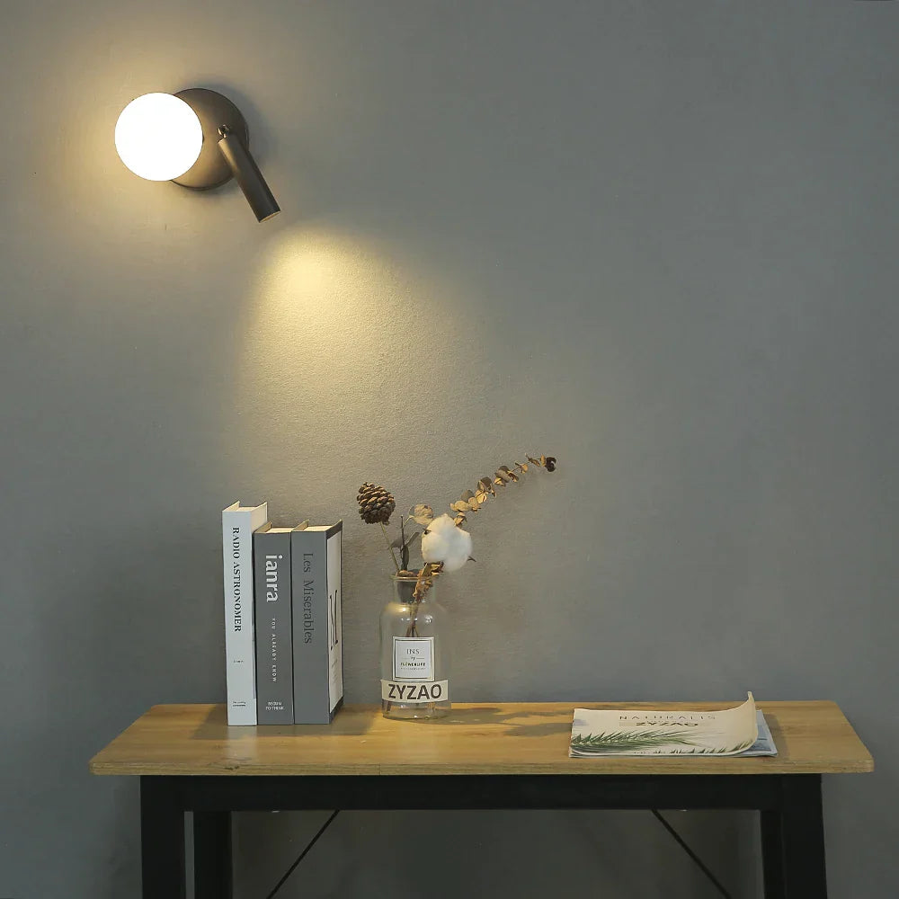 LED Wandleuchte Glaskugel drehbar, Wandlampe gold schwarz