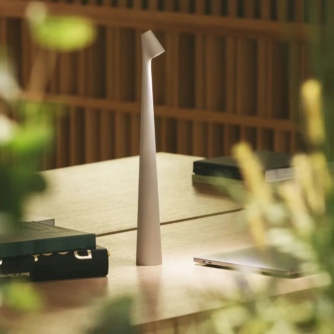 Kabellose LED Tischlampe mit Akku, Dimmbar, Holz Design, USB-C
