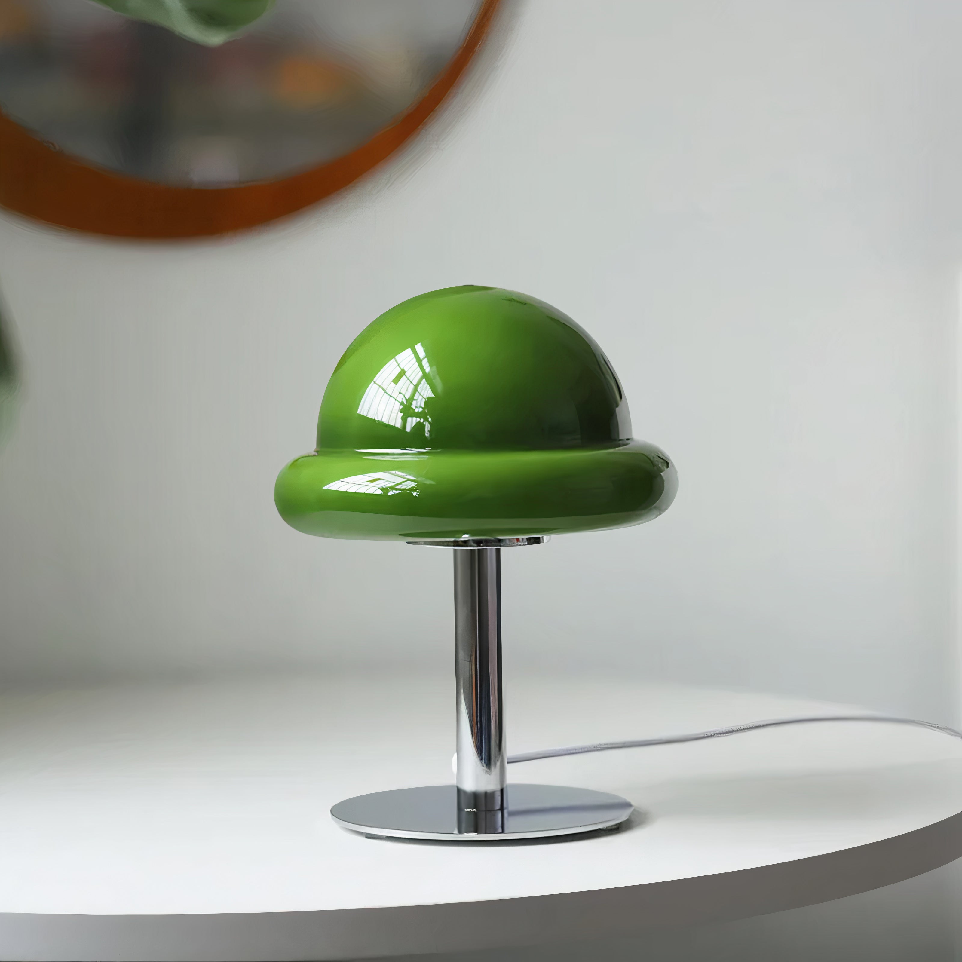 Pilz Tischlampe Glas, Bauhaus Mid-Century Design, LED E27