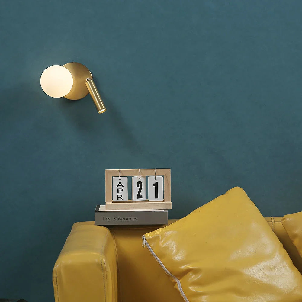 LED Wandleuchte Glaskugel drehbar, Wandlampe gold schwarz