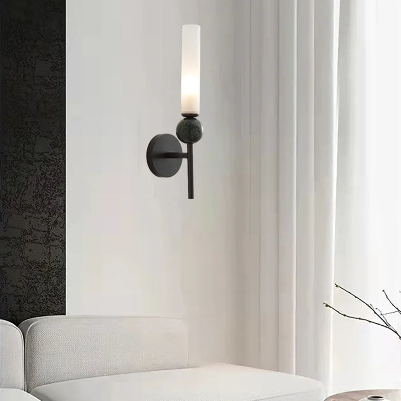 Marmor Wandleuchte Messing, LED Wandlampe modern