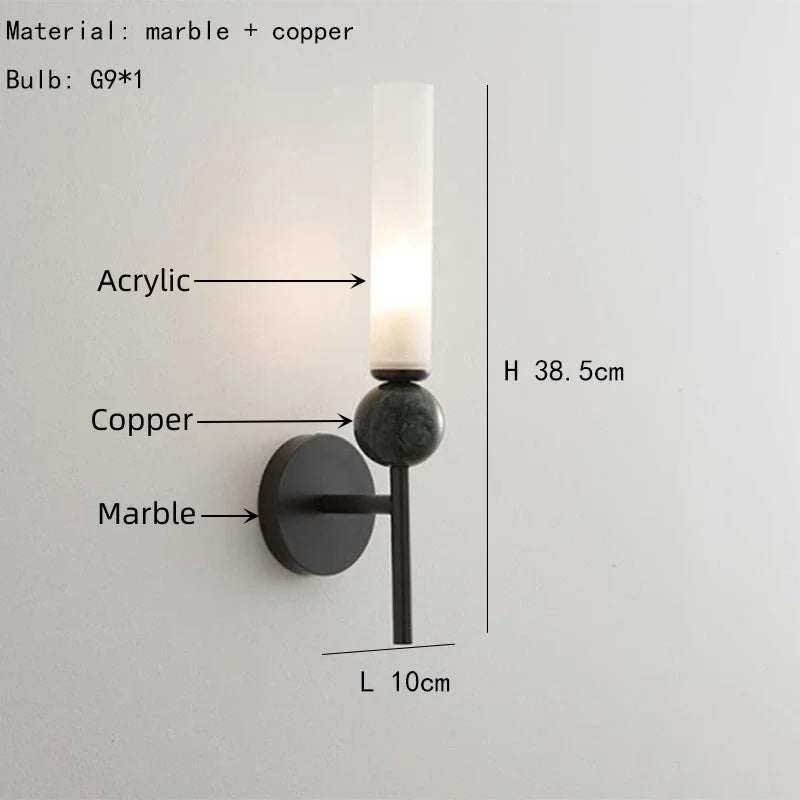 Marmor Wandleuchte Messing, LED Wandlampe modern