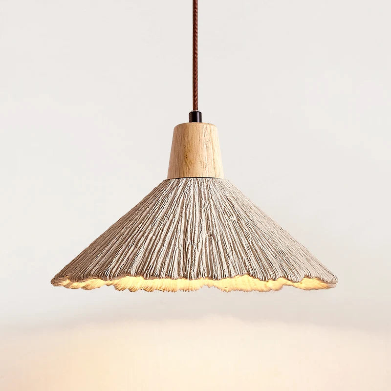 Travertin Hängelampe Beige, Design Pendelleuchte Stein Holz Modern LED