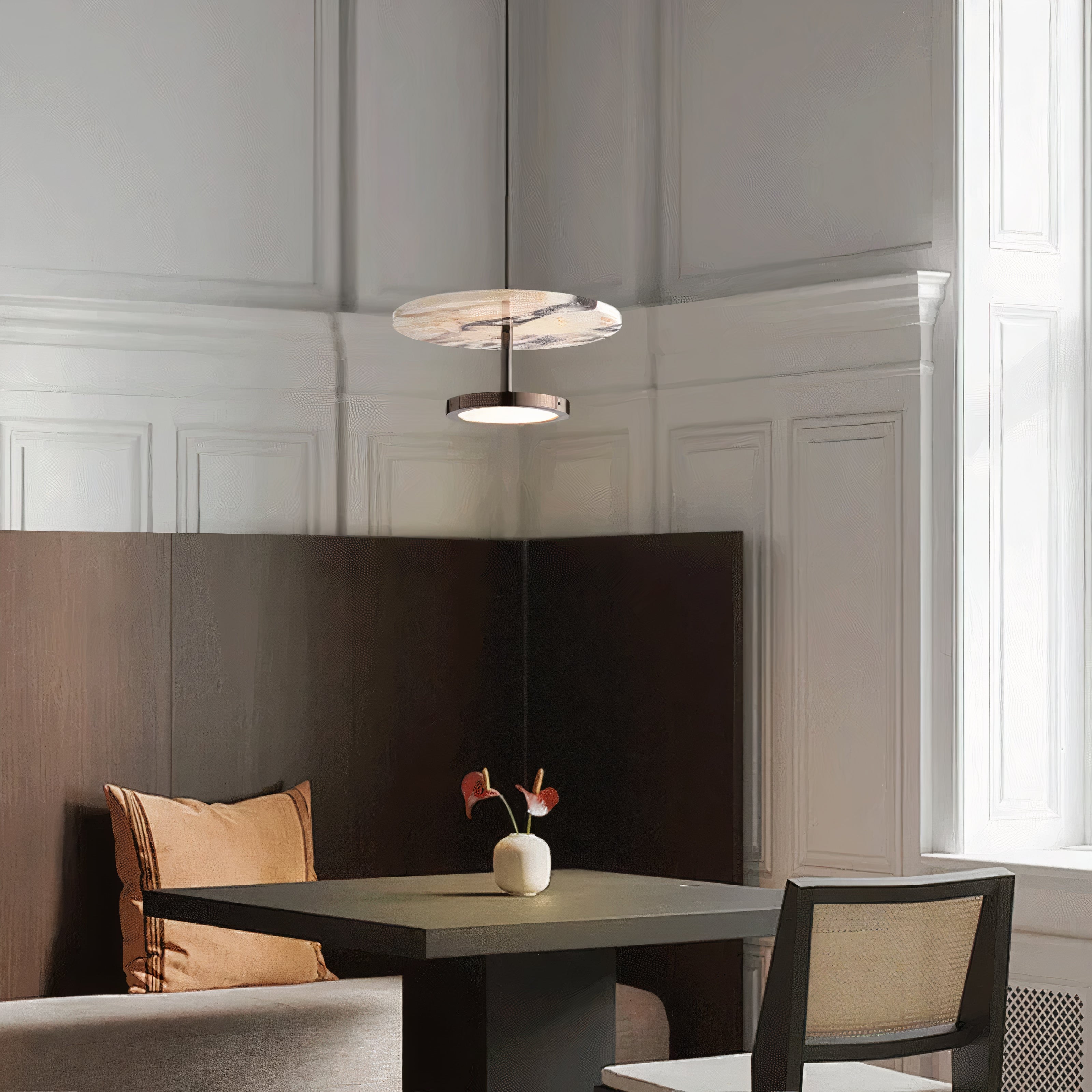 Hängelampe Schwarz Marmor LED, Moderne Pendelleuchte Design