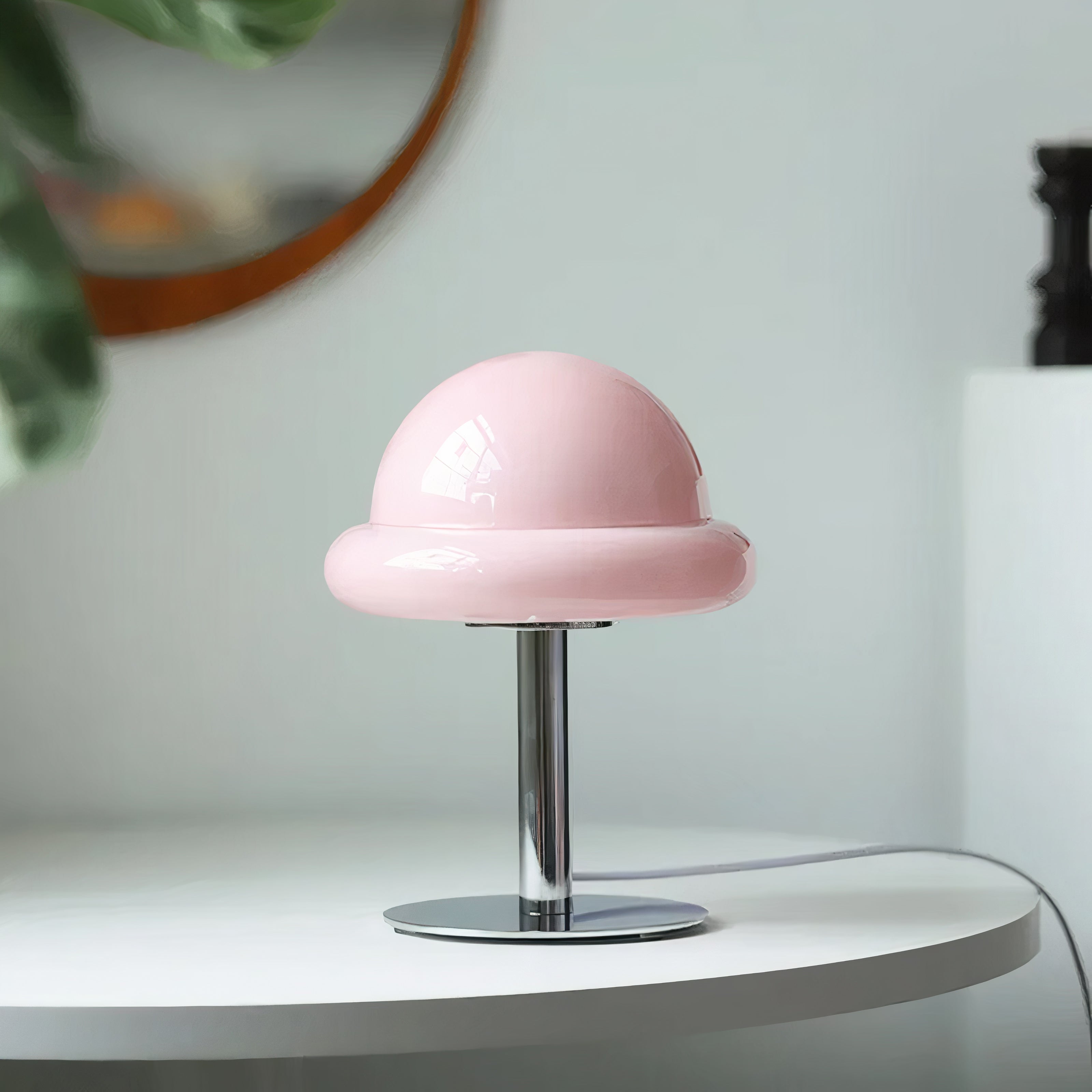 Pilz Tischlampe Glas, Bauhaus Mid-Century Design, LED E27