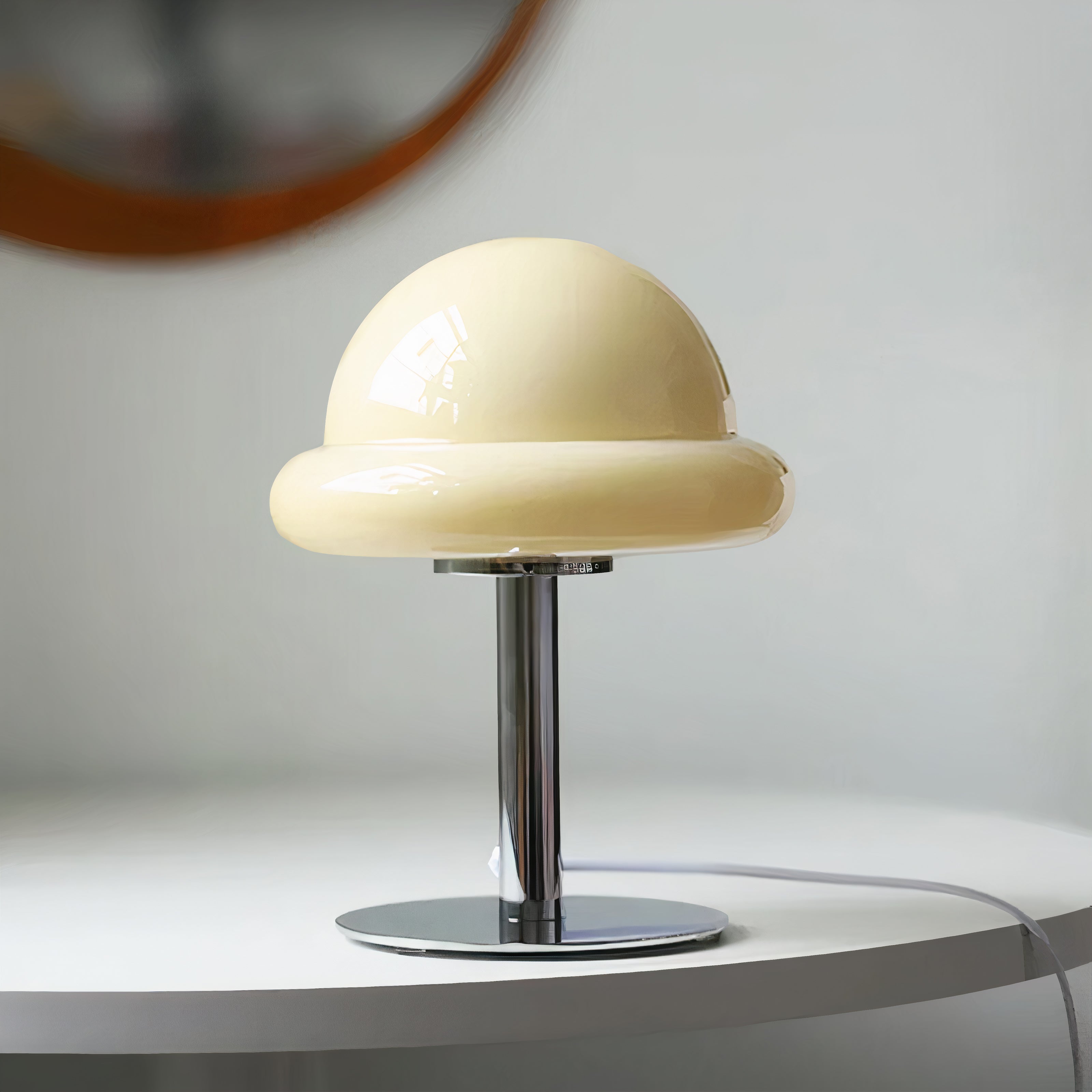 Pilz Tischlampe Glas, Bauhaus Mid-Century Design, LED E27
