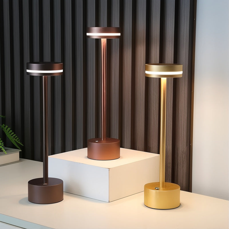Kabellose LED Tischlampe dimmbar, Tischleuchte Aluminium 3 Lichtfarben