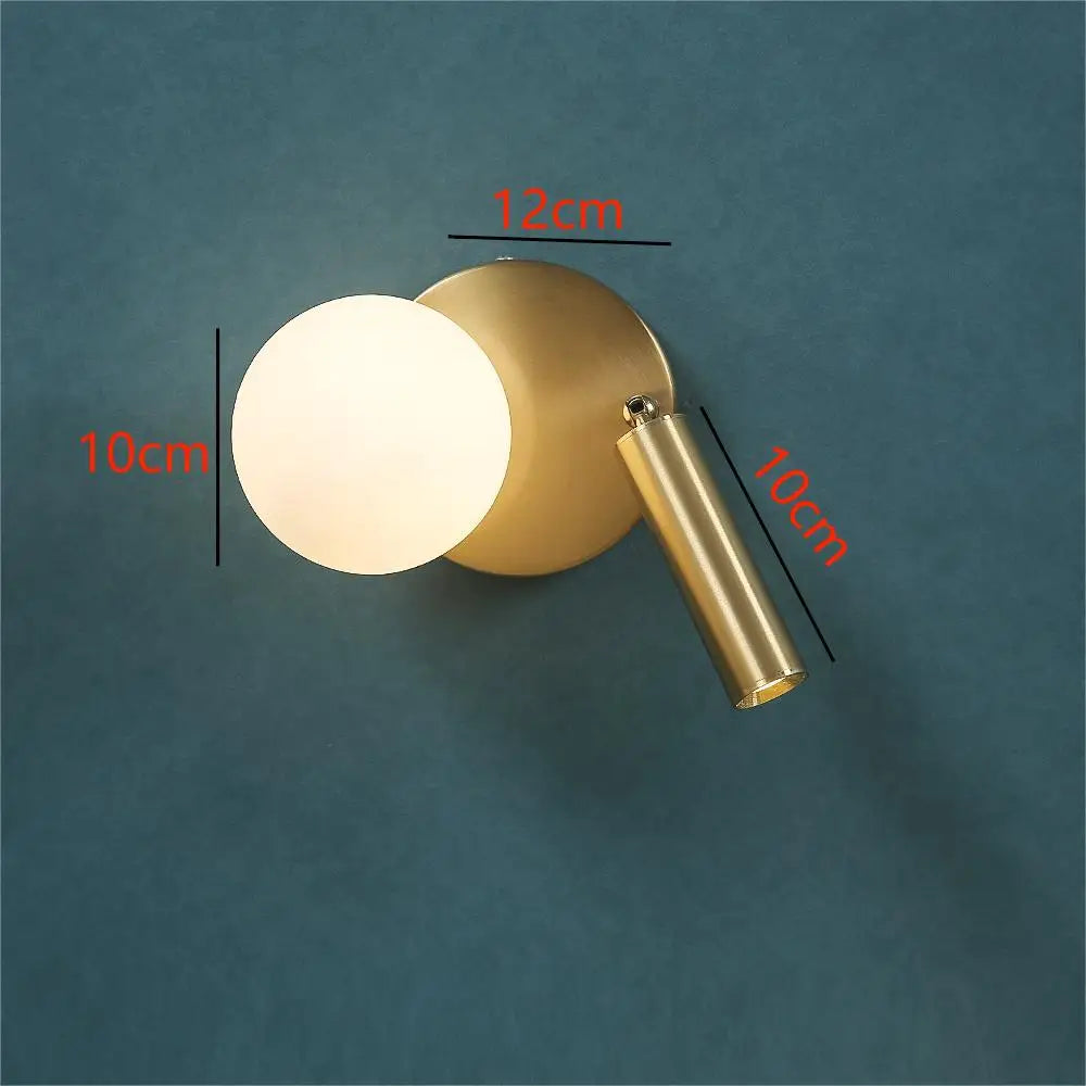 LED Wandleuchte Glaskugel drehbar, Wandlampe gold schwarz
