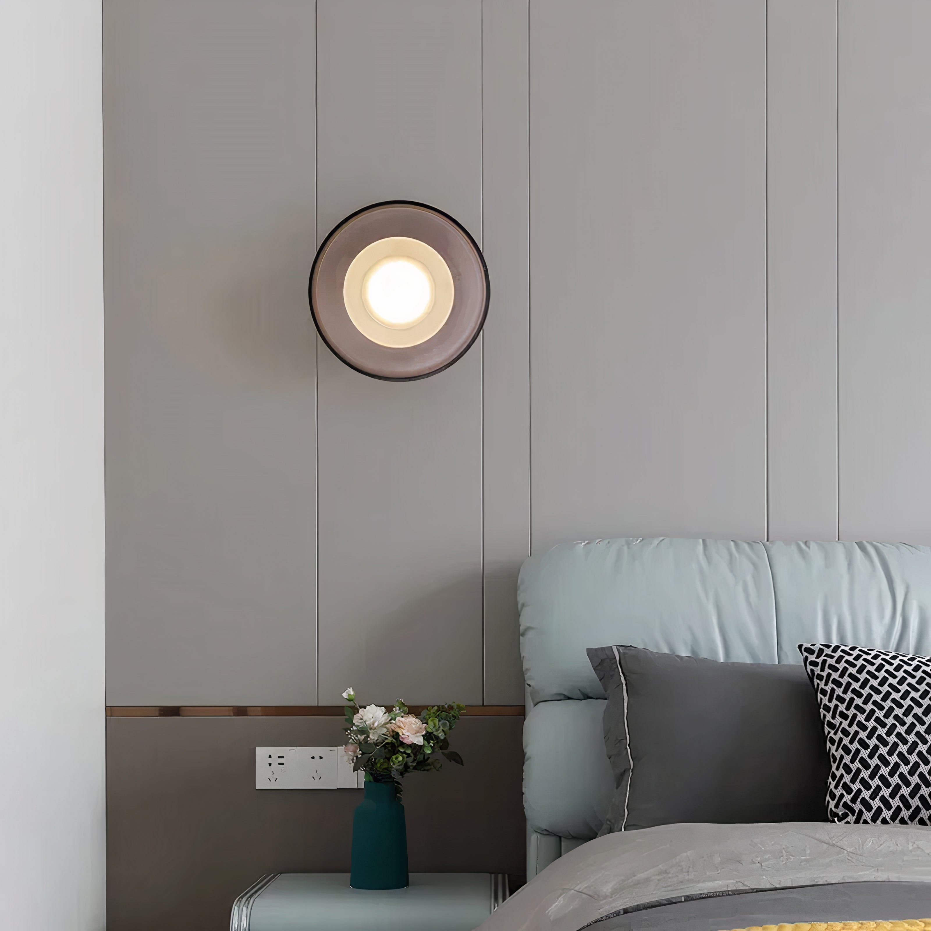 Glas Wandleuchte, Wand- & Deckenlampe klar grau LED