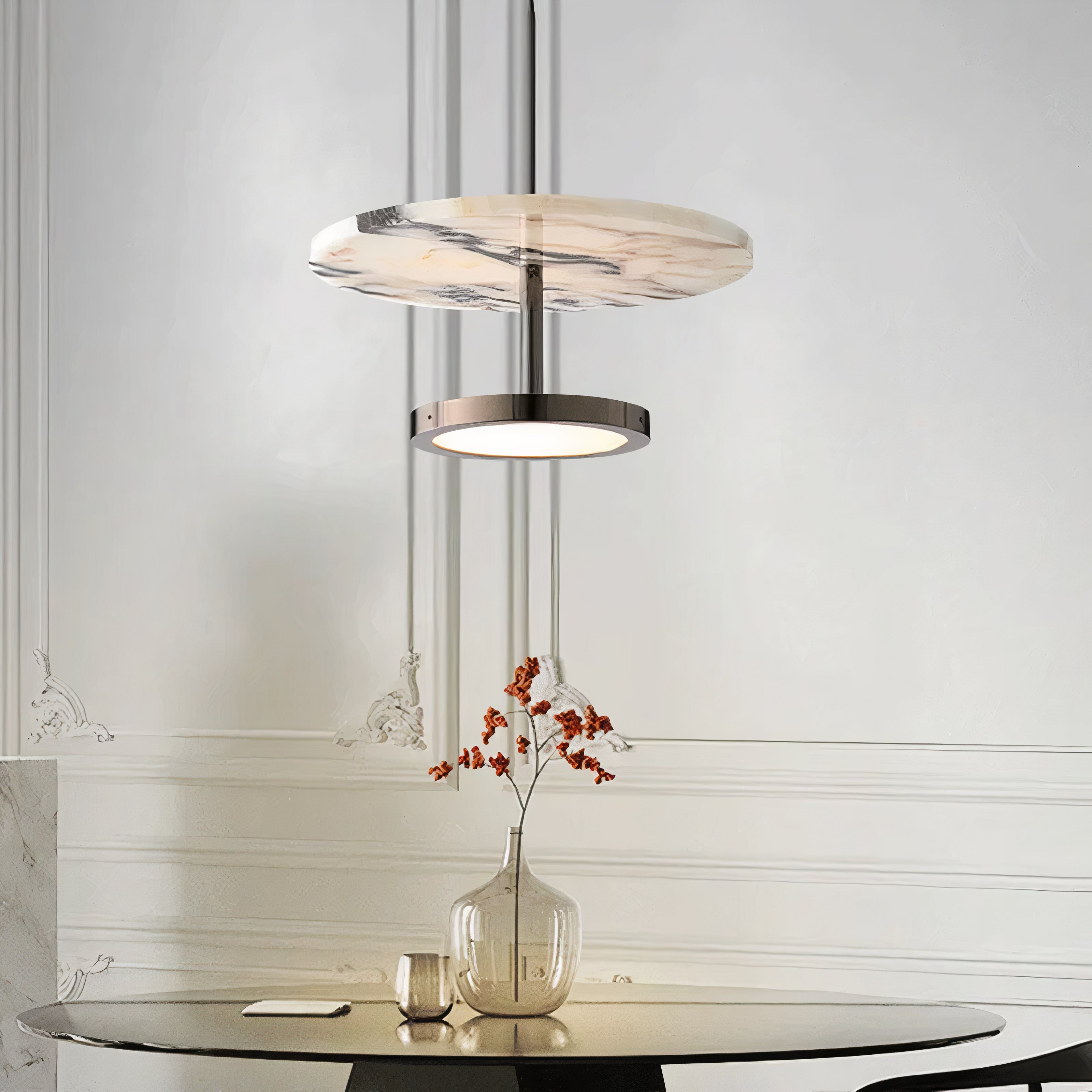 Hängelampe Schwarz Marmor LED, Moderne Pendelleuchte Design