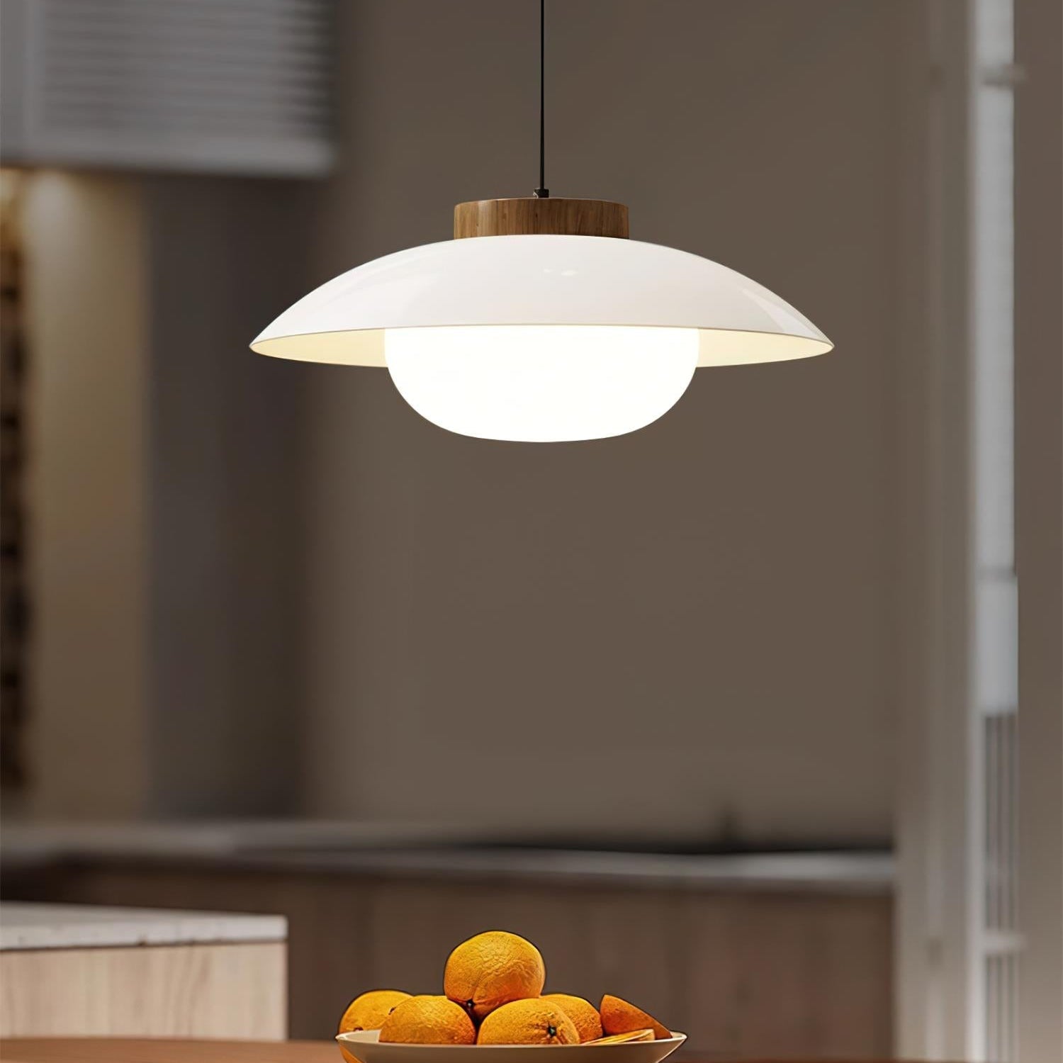Glas Pendelleuchte Untertassenform, Warmweiß 3000K, Höhenverstellbar Modernes Design