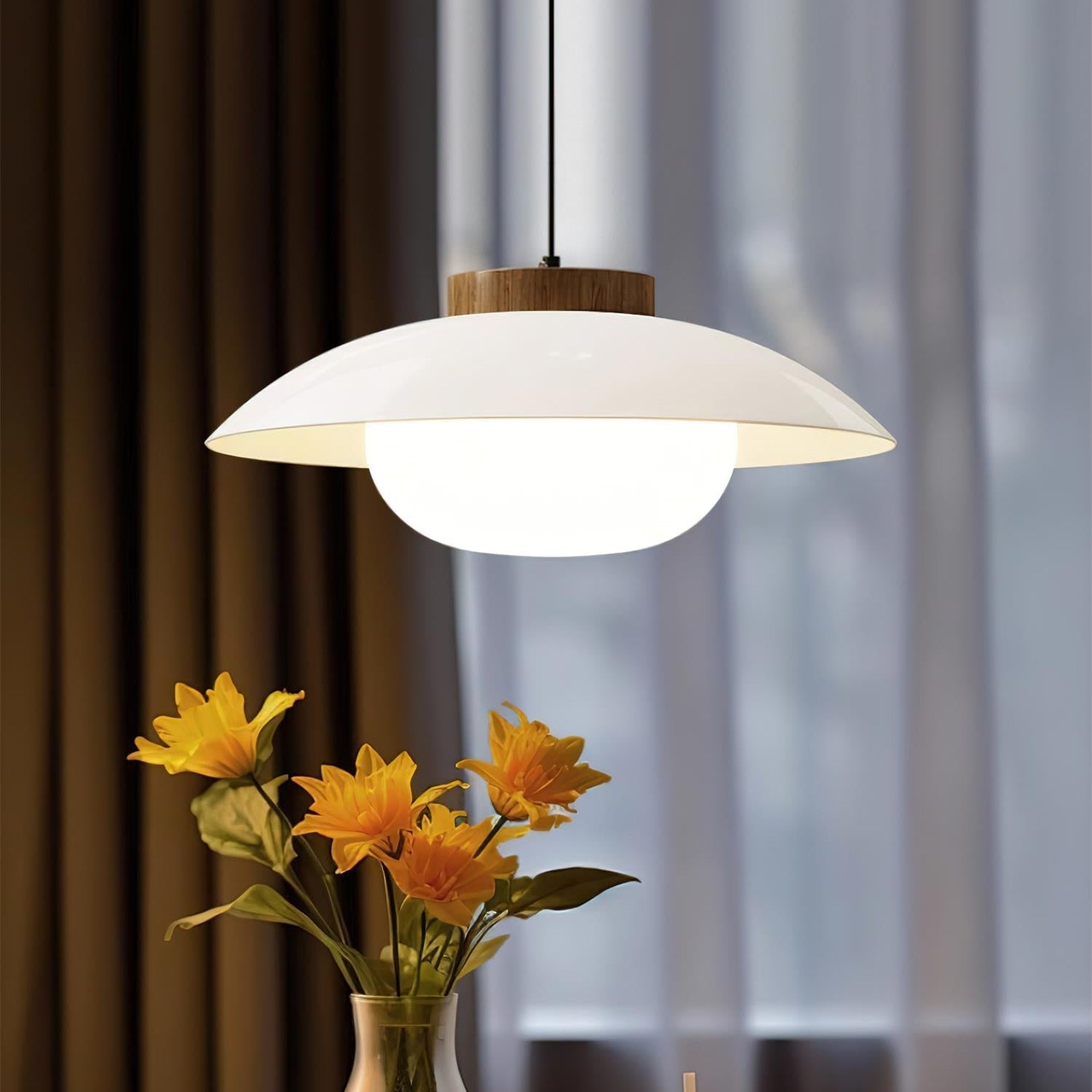 Glas Pendelleuchte Untertassenform, Warmweiß 3000K, Höhenverstellbar Modernes Design