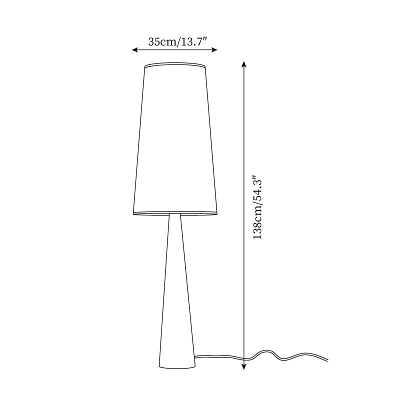Stehlampe Holz Stoff, Design Stehleuchte Konisch E27