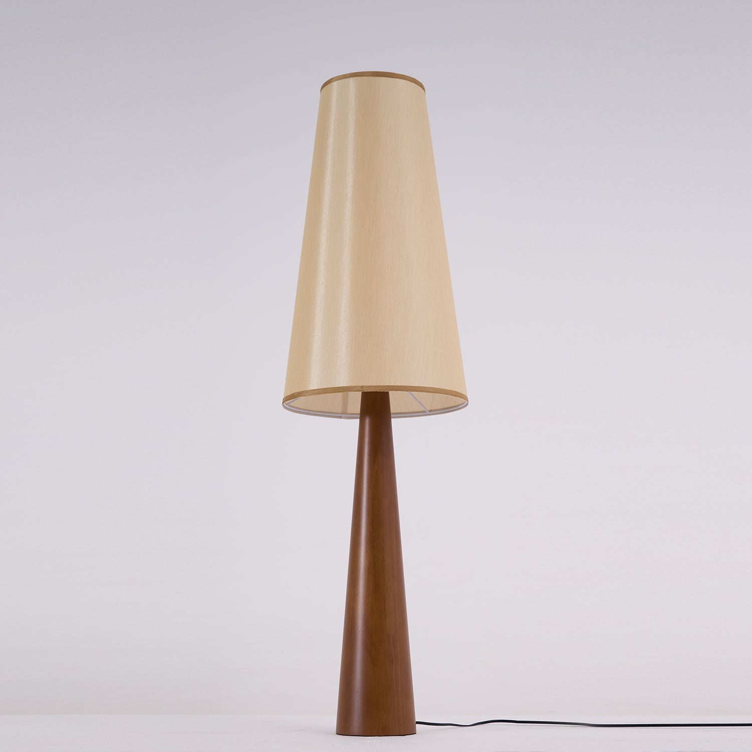 Stehlampe Holz Stoff, Design Stehleuchte Konisch E27