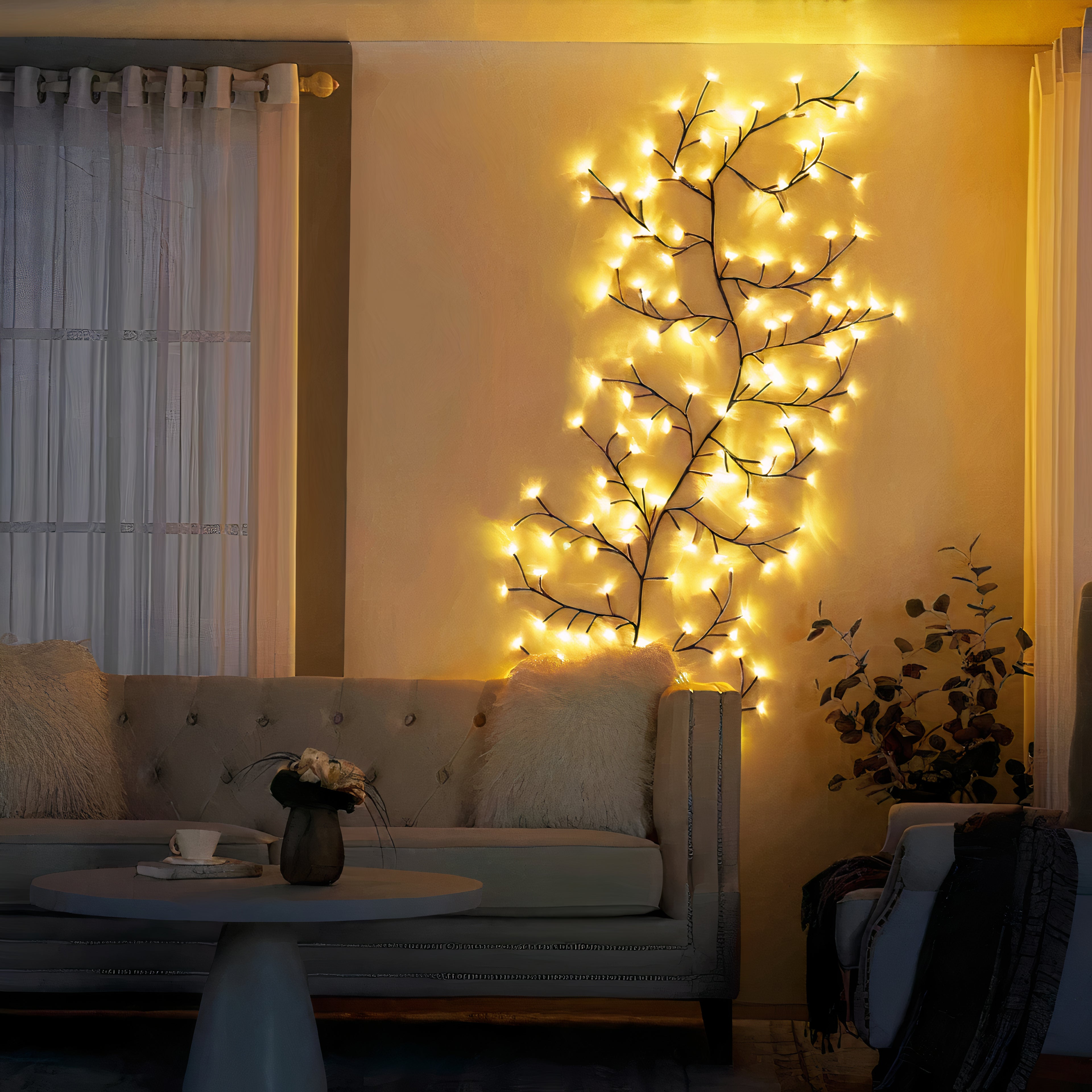 LED Lichterzweige dimmbar, Lichterranke mit Fernbedienung